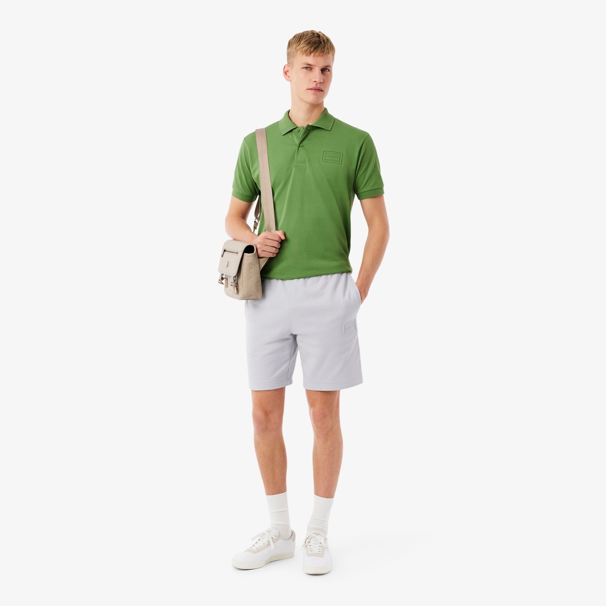Quần Ngắn Lacoste Unisex Ống Suông Chất Liệu Nỉ