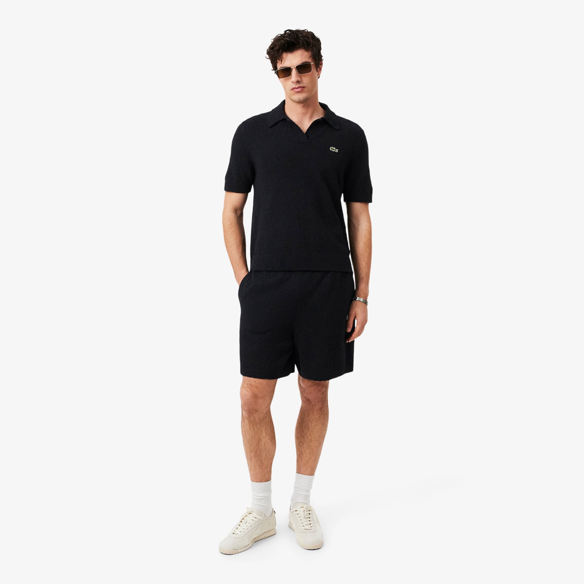 Quần Ngắn Lacoste Nam Dáng Rộng Chất Liệu Bouclé Dệt