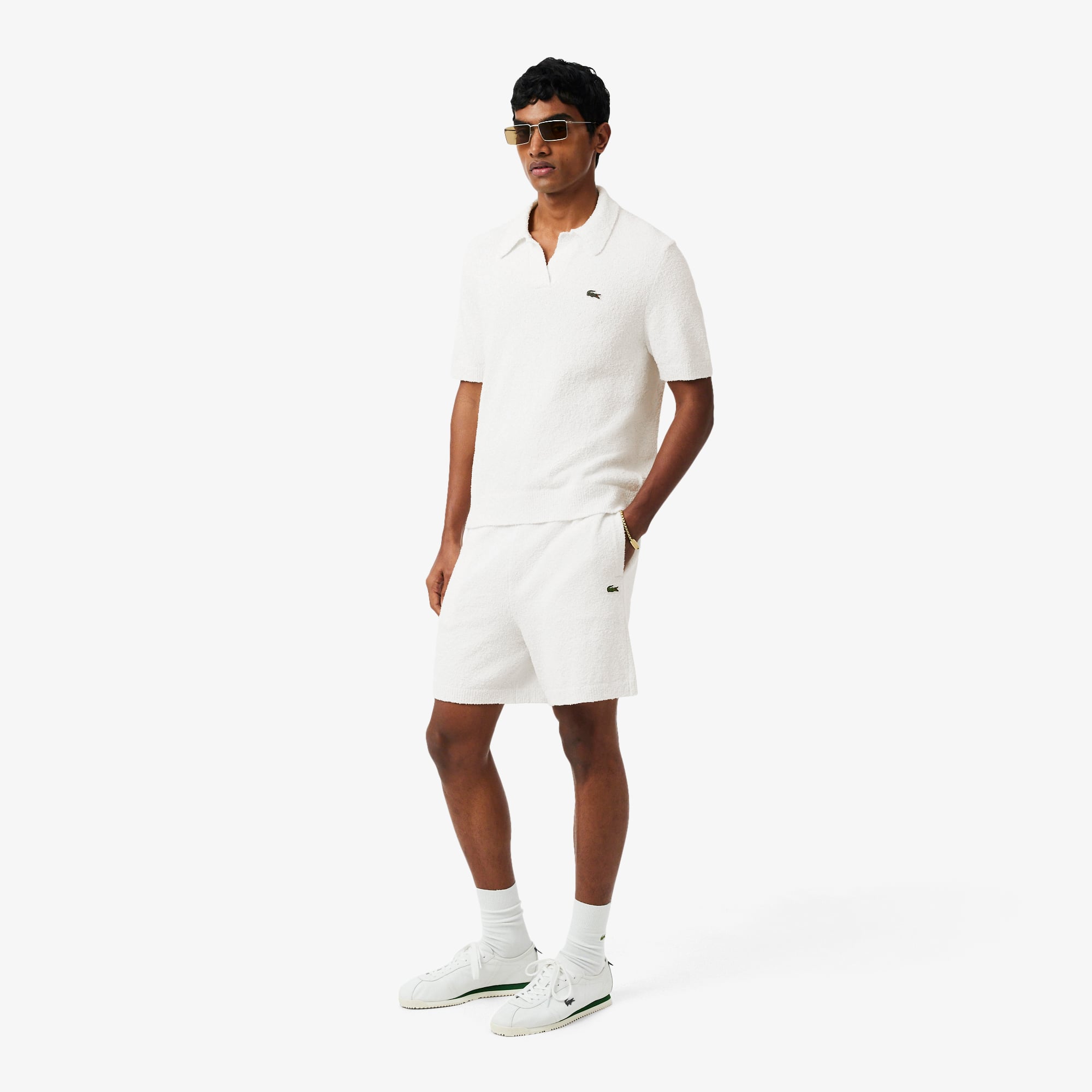 Quần Ngắn Lacoste Nam Dáng Rộng Chất Liệu Bouclé Dệt