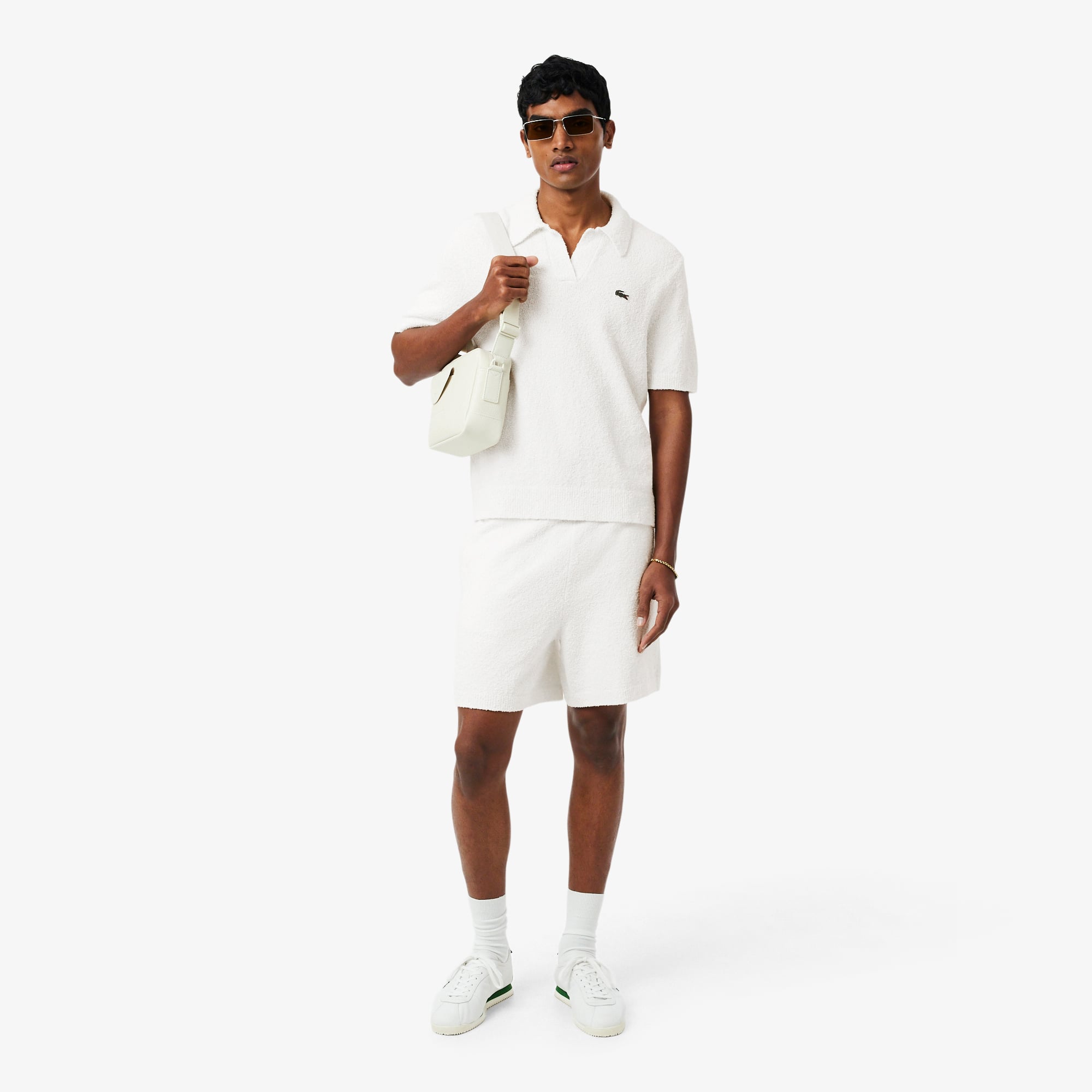 Quần Ngắn Lacoste Nam Dáng Rộng Chất Liệu Bouclé Dệt