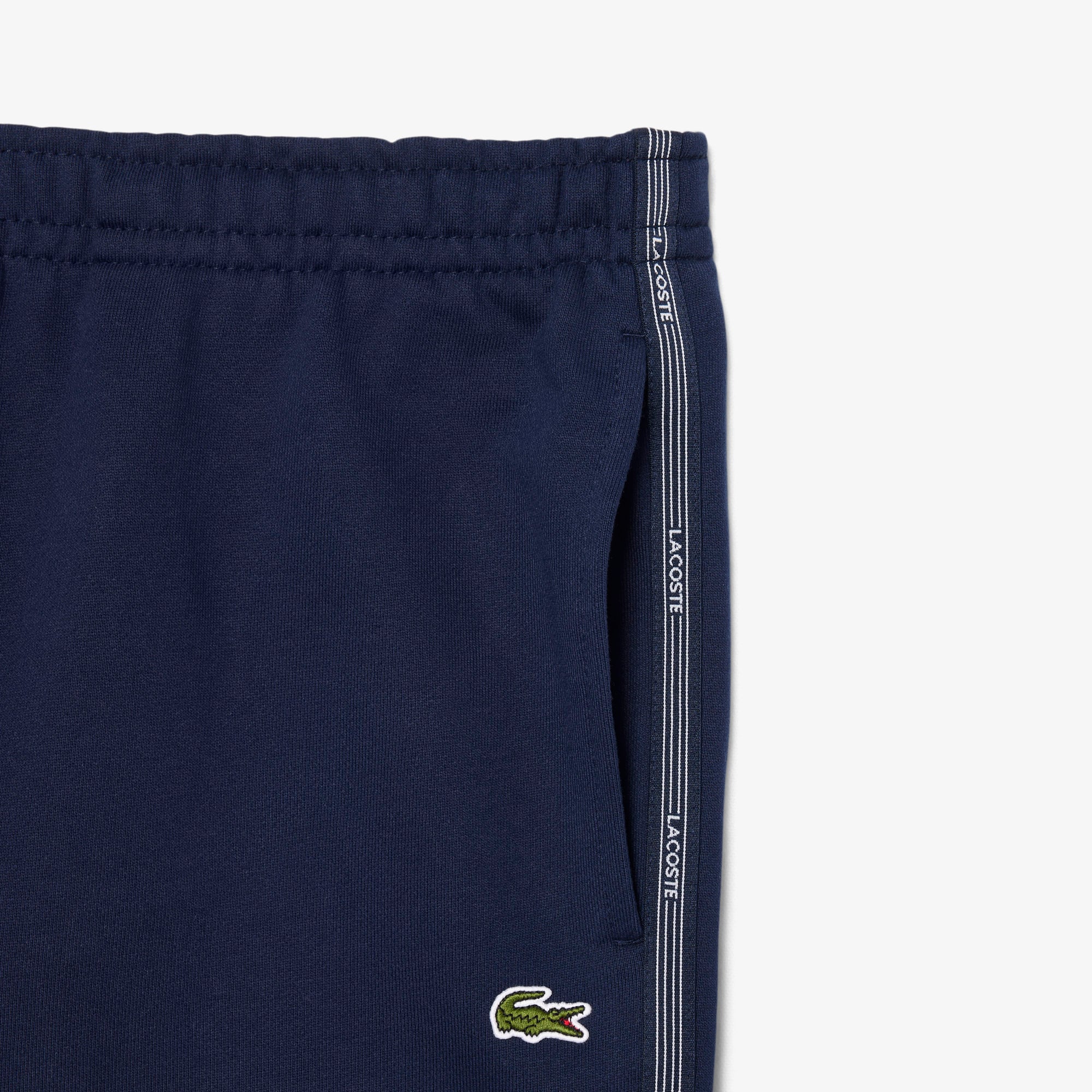 Quần Ngắn Lacoste Nam Ống Suông Chất Liệu Nỉ Kẻ Sọc Có Logo