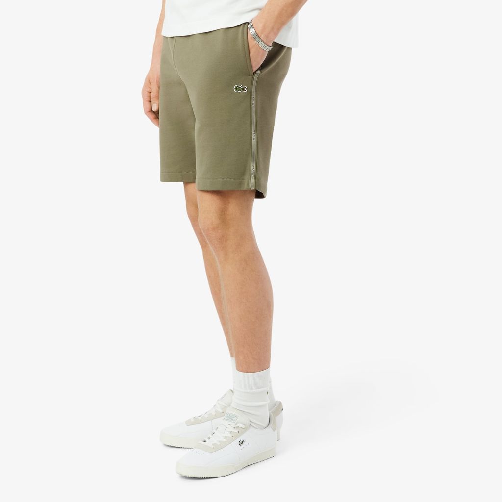 Quần Ngắn Lacoste Nam Ống Suông Chất Liệu Nỉ Kẻ Sọc Có Logo
