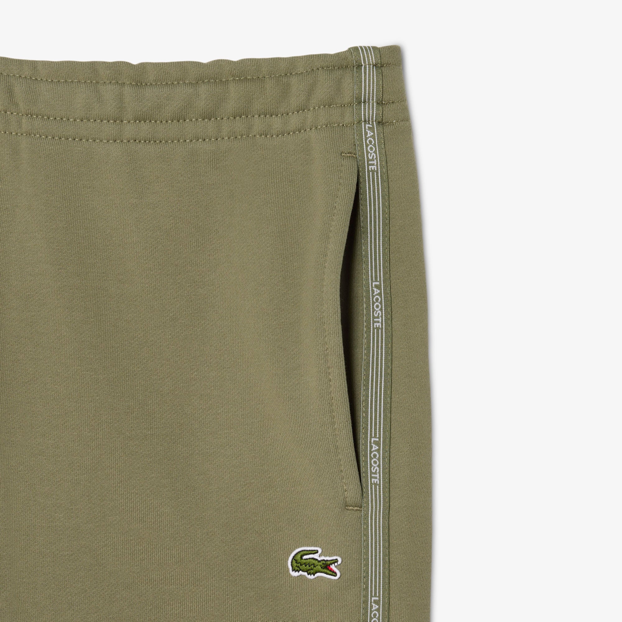 Quần Ngắn Lacoste Nam Ống Suông Chất Liệu Nỉ Kẻ Sọc Có Logo