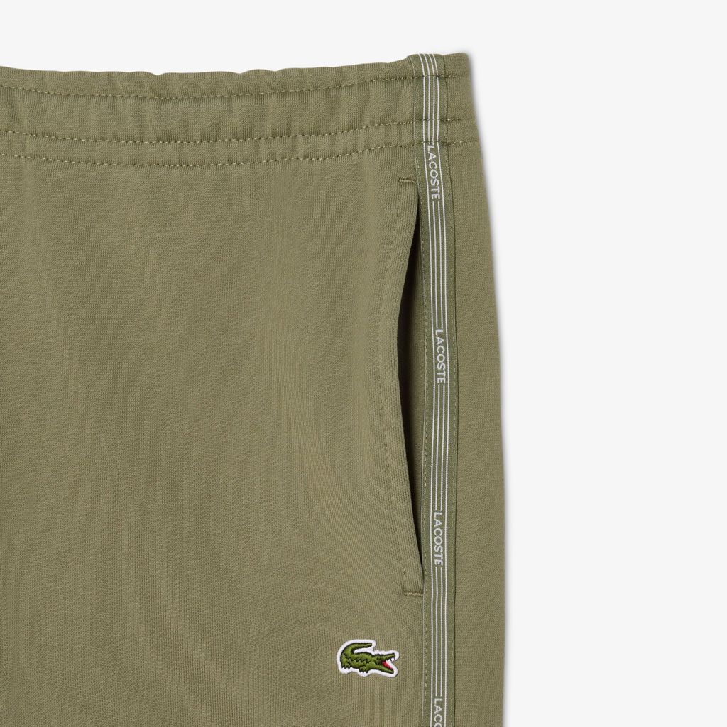 Quần Ngắn Lacoste Nam Ống Suông Chất Liệu Nỉ Kẻ Sọc Có Logo