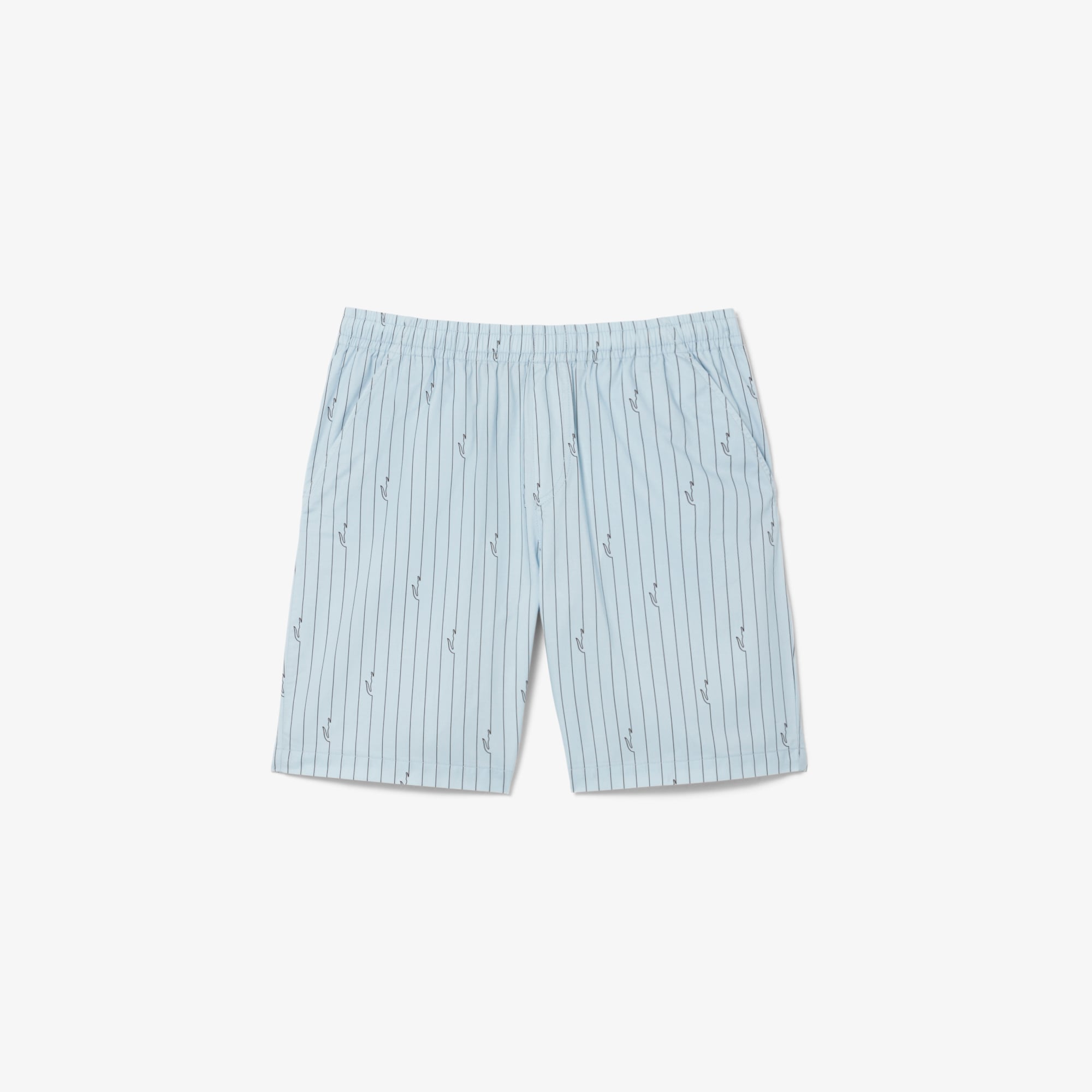 Quần Ngắn Lacoste Nam Dáng Oversize Chất Liệu Cotton Kẻ Sọc In Hình Cá Sấu