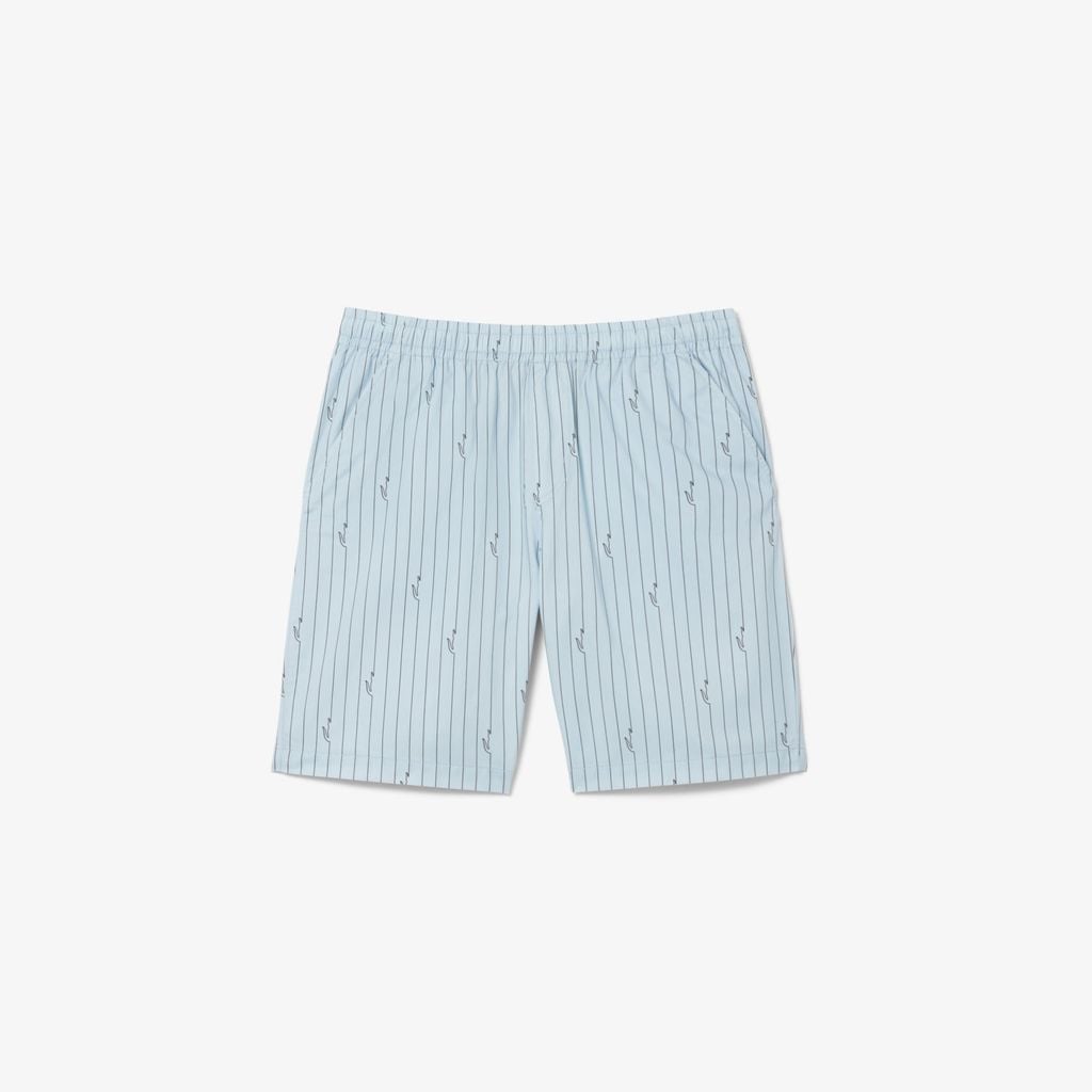 Quần Ngắn Lacoste Nam Dáng Oversize Chất Liệu Cotton Kẻ Sọc In Hình Cá Sấu
