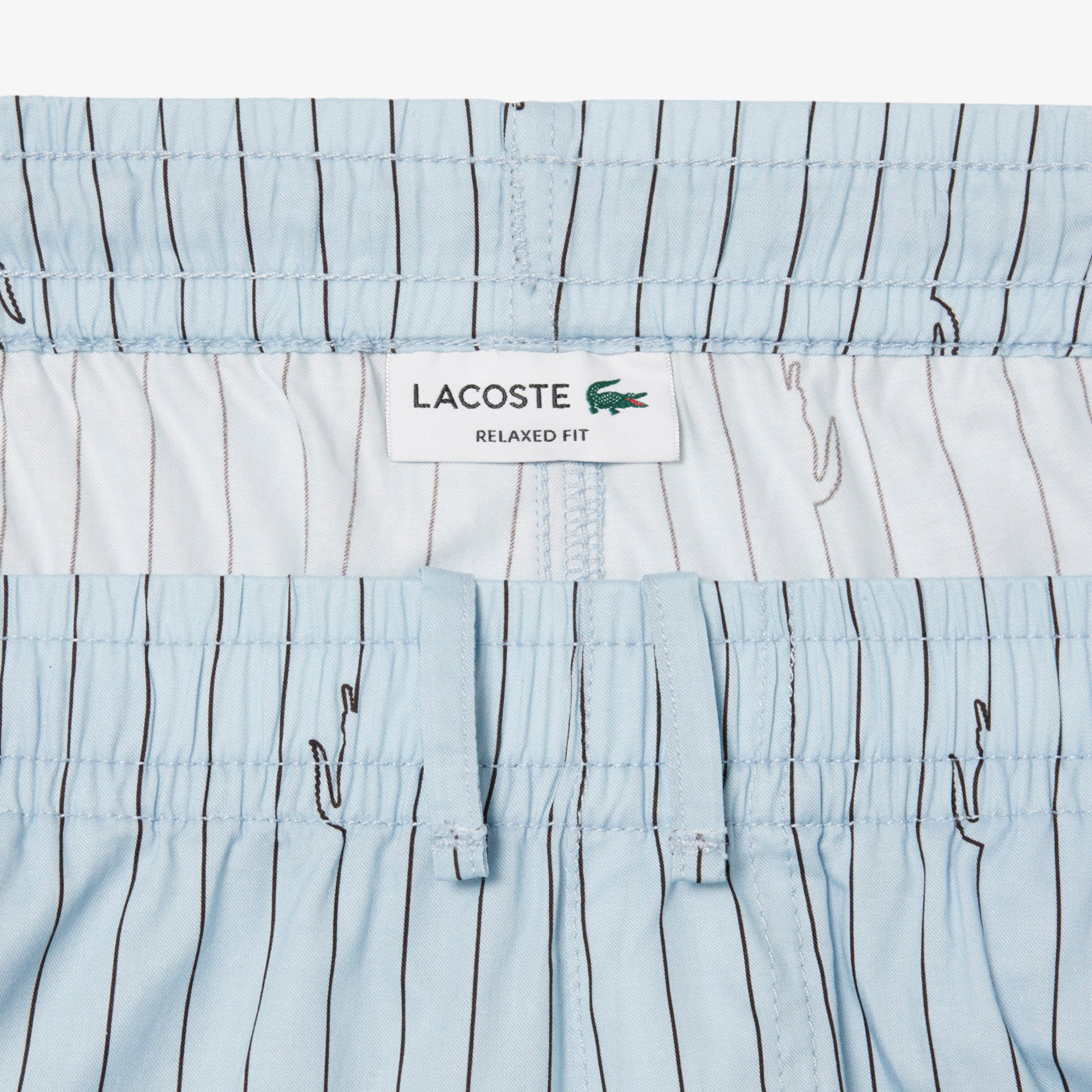 Quần Ngắn Lacoste Nam Dáng Oversize Chất Liệu Cotton Kẻ Sọc In Hình Cá Sấu