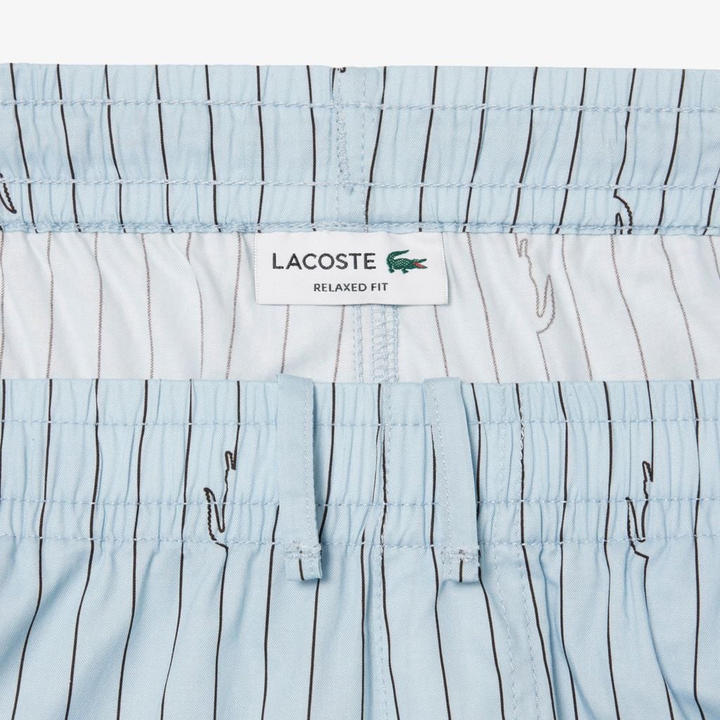 Quần Ngắn Lacoste Nam Dáng Oversize Chất Liệu Cotton Kẻ Sọc In Hình Cá Sấu
