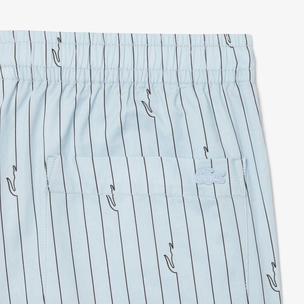 Quần Ngắn Lacoste Nam Dáng Oversize Chất Liệu Cotton Kẻ Sọc In Hình Cá Sấu