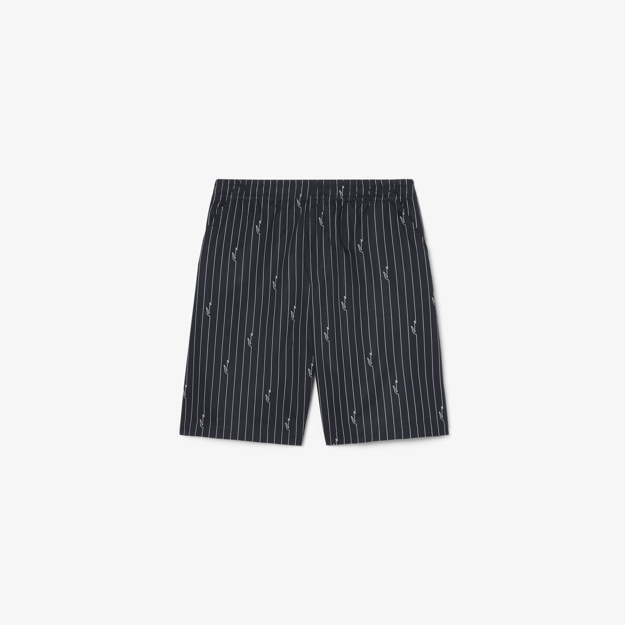 Quần Ngắn Lacoste Nam Dáng Oversize Chất Liệu Cotton Kẻ Sọc In Hình Cá Sấu