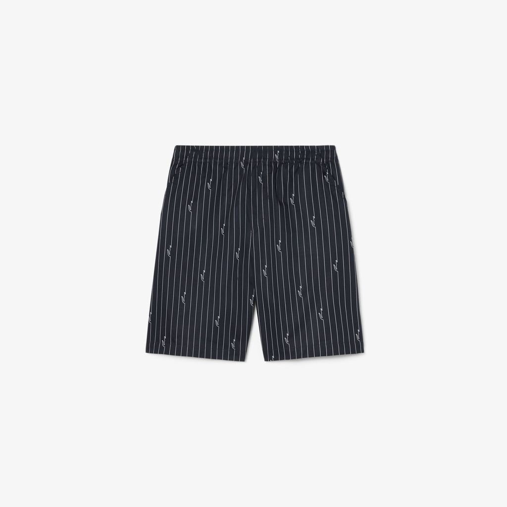 Quần Ngắn Lacoste Nam Dáng Oversize Chất Liệu Cotton Kẻ Sọc In Hình Cá Sấu