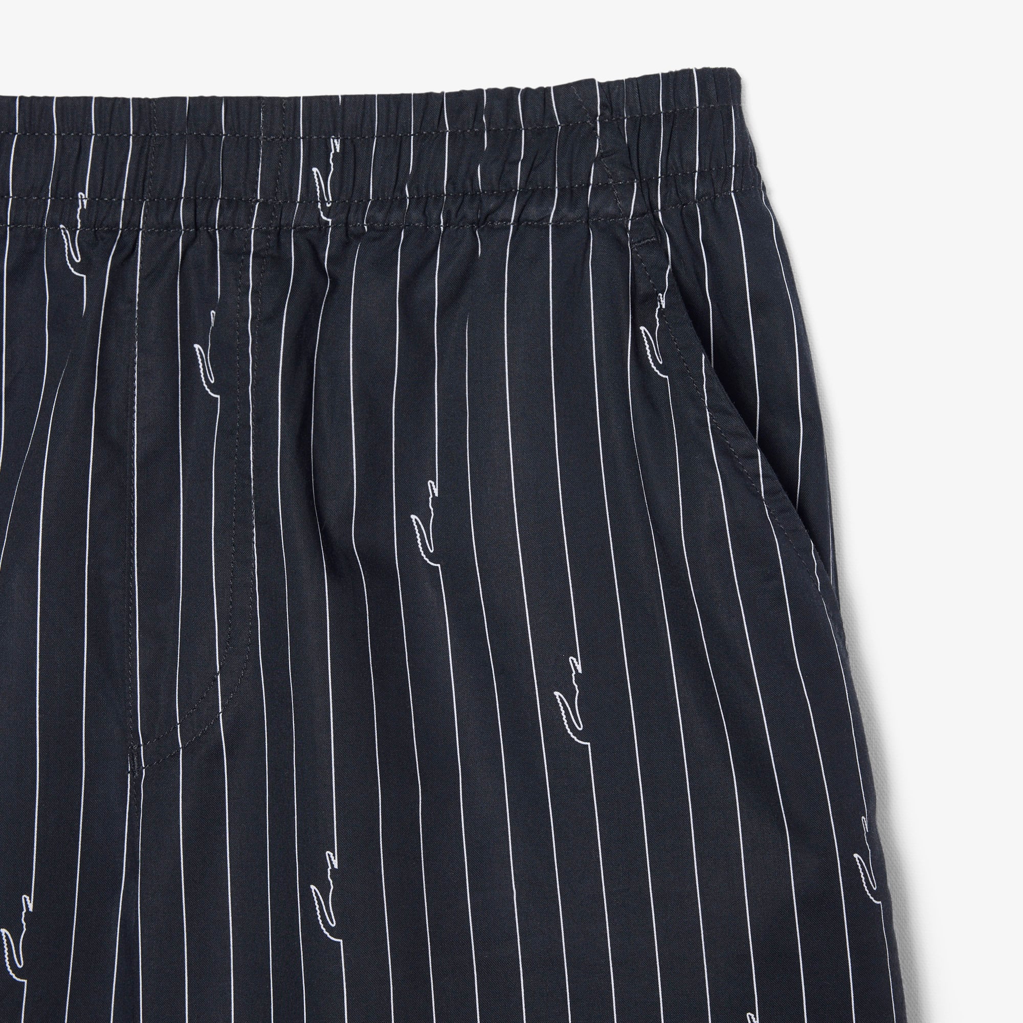 Quần Ngắn Lacoste Nam Dáng Oversize Chất Liệu Cotton Kẻ Sọc In Hình Cá Sấu