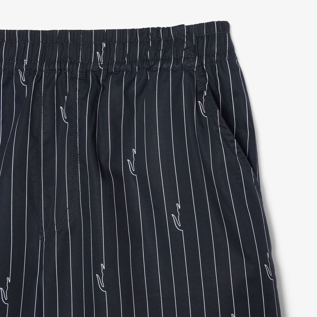 Quần Ngắn Lacoste Nam Dáng Oversize Chất Liệu Cotton Kẻ Sọc In Hình Cá Sấu