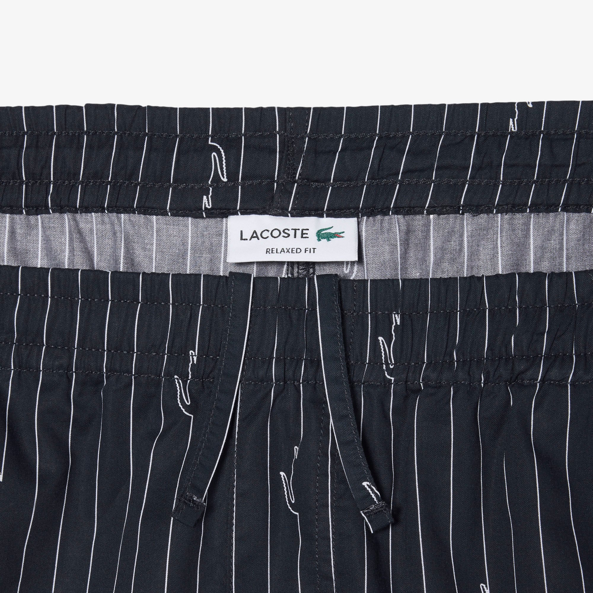 Quần Ngắn Lacoste Nam Dáng Oversize Chất Liệu Cotton Kẻ Sọc In Hình Cá Sấu