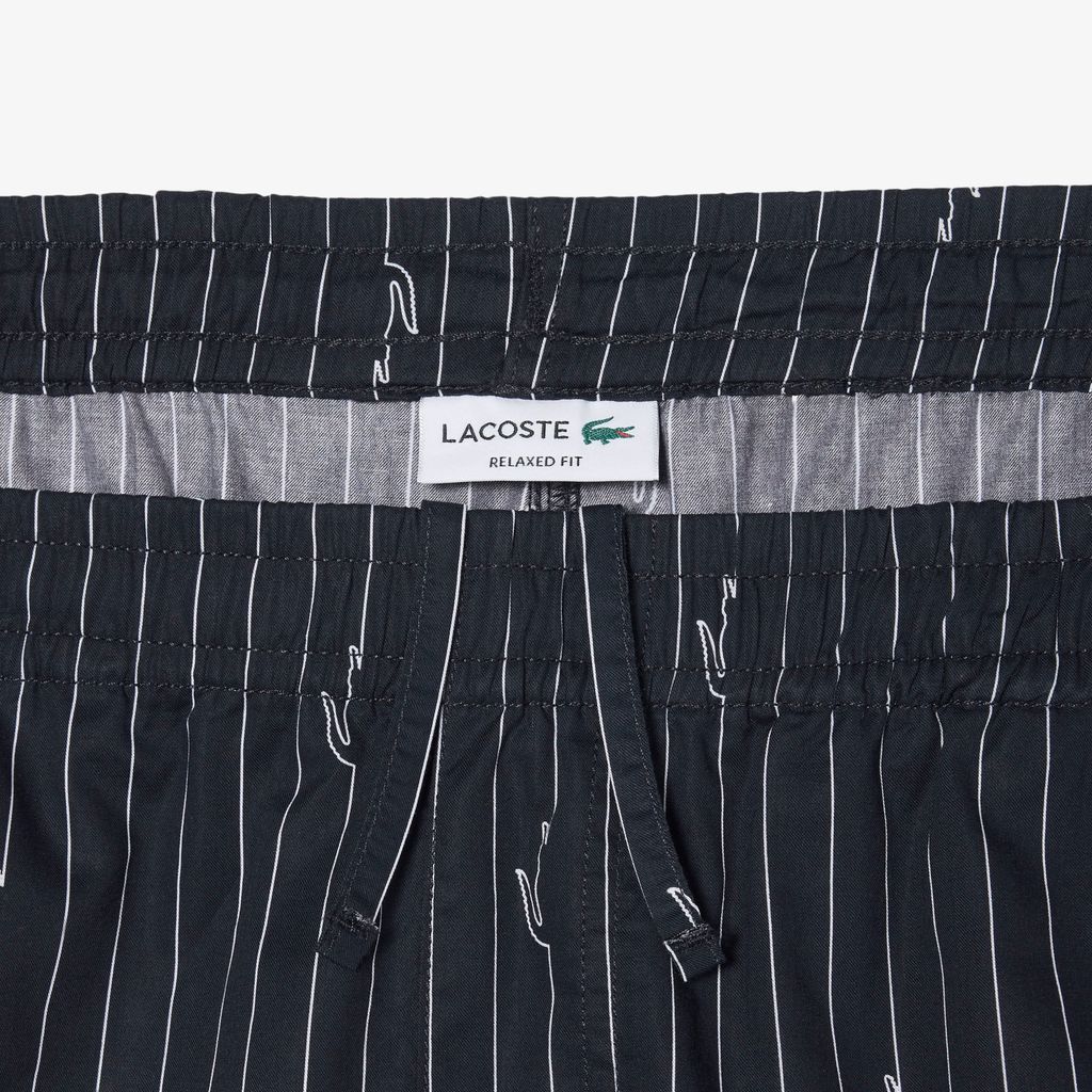 Quần Ngắn Lacoste Nam Dáng Oversize Chất Liệu Cotton Kẻ Sọc In Hình Cá Sấu