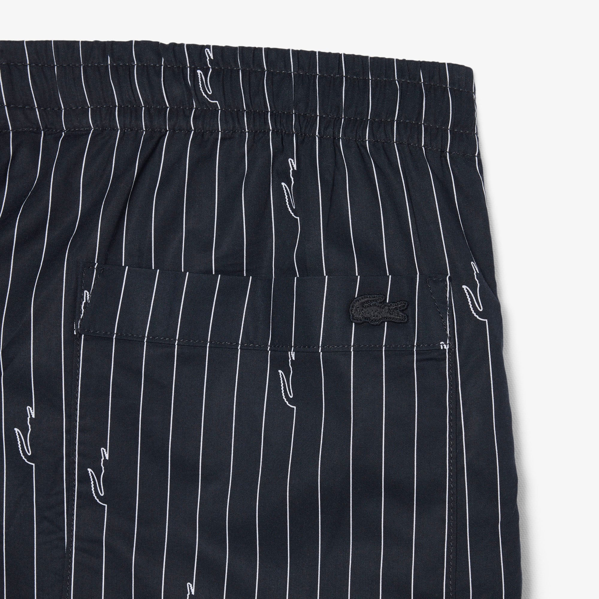 Quần Ngắn Lacoste Nam Dáng Oversize Chất Liệu Cotton Kẻ Sọc In Hình Cá Sấu