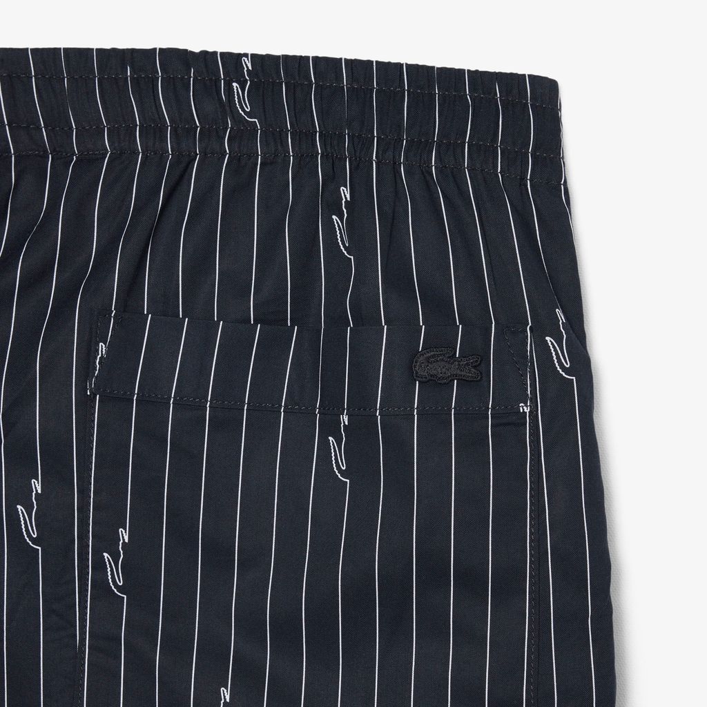 Quần Ngắn Lacoste Nam Dáng Oversize Chất Liệu Cotton Kẻ Sọc In Hình Cá Sấu