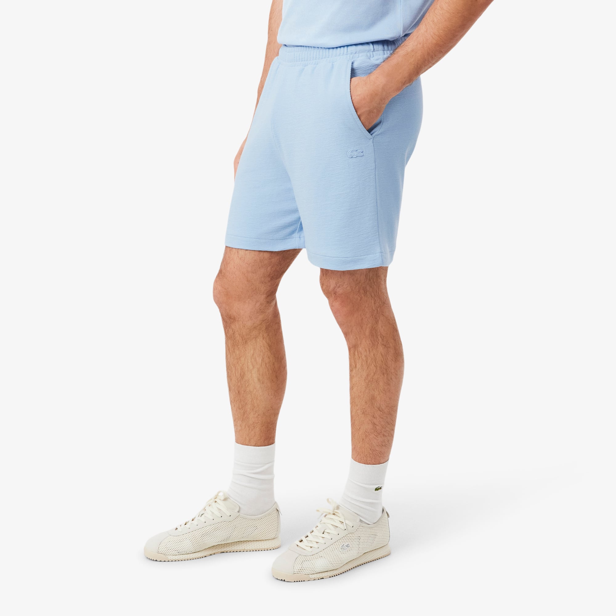 Quần Ngắn Lacoste Nam Ống Suông Chất Liệu Jersey Dập Nổi