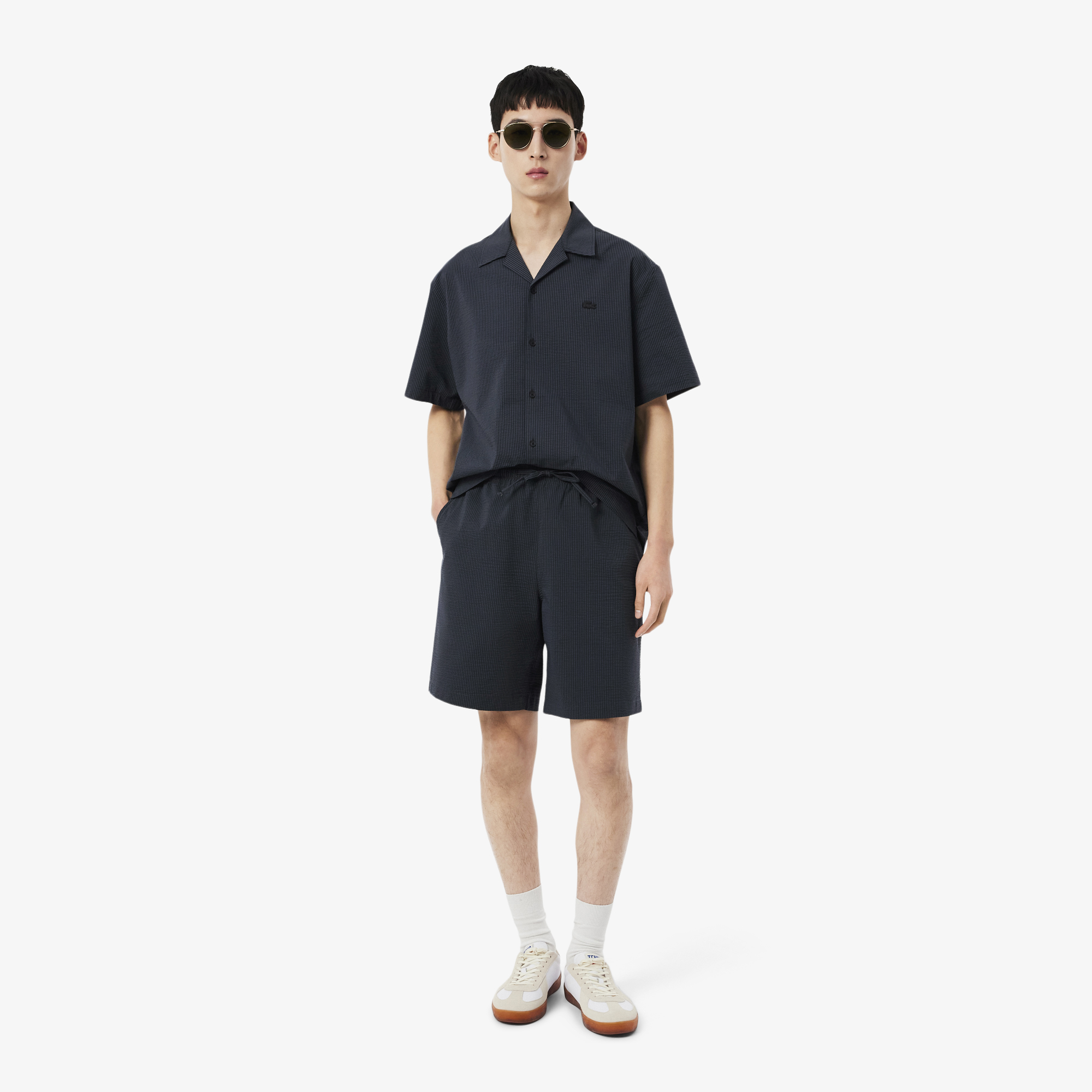 Quần Ngắn Lacoste Nam Dáng Oversize Chất Liệu Cotton Seersucker