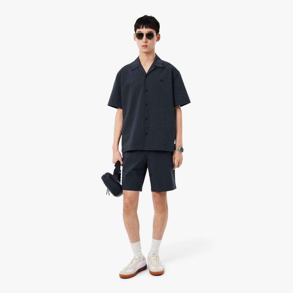 Quần Ngắn Lacoste Nam Dáng Oversize Chất Liệu Cotton Seersucker