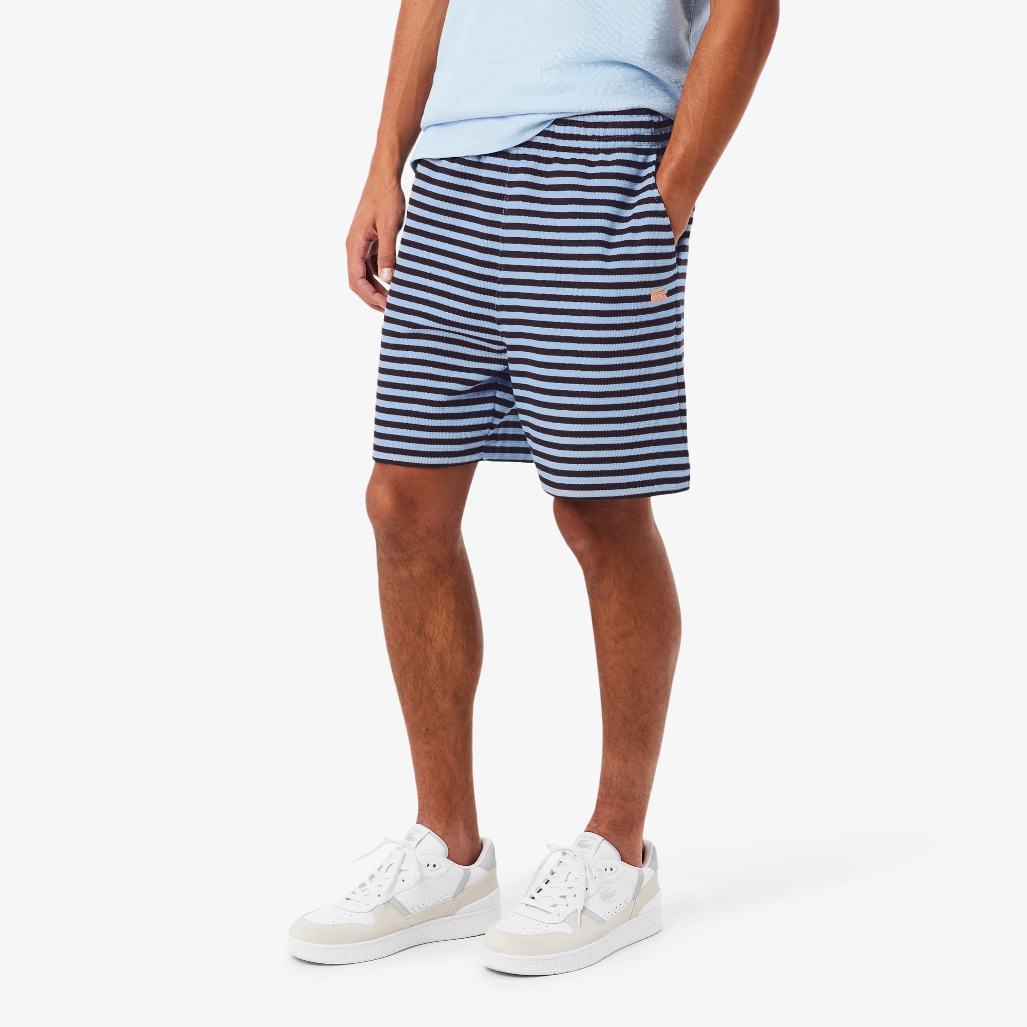 Quần Ngắn Lacoste Nam Ống Suông Chất Liệu Cotton Kẻ Sọc