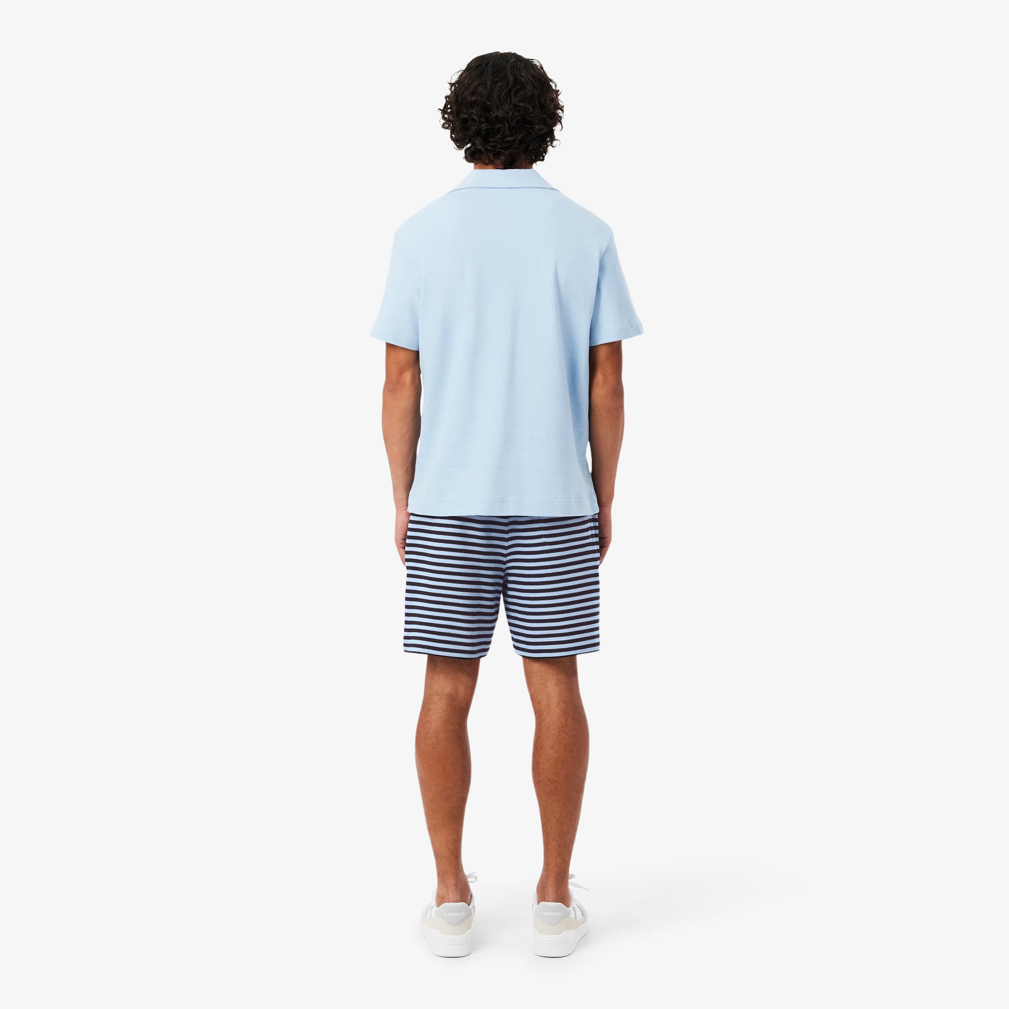 Quần Ngắn Lacoste Nam Ống Suông Chất Liệu Cotton Kẻ Sọc