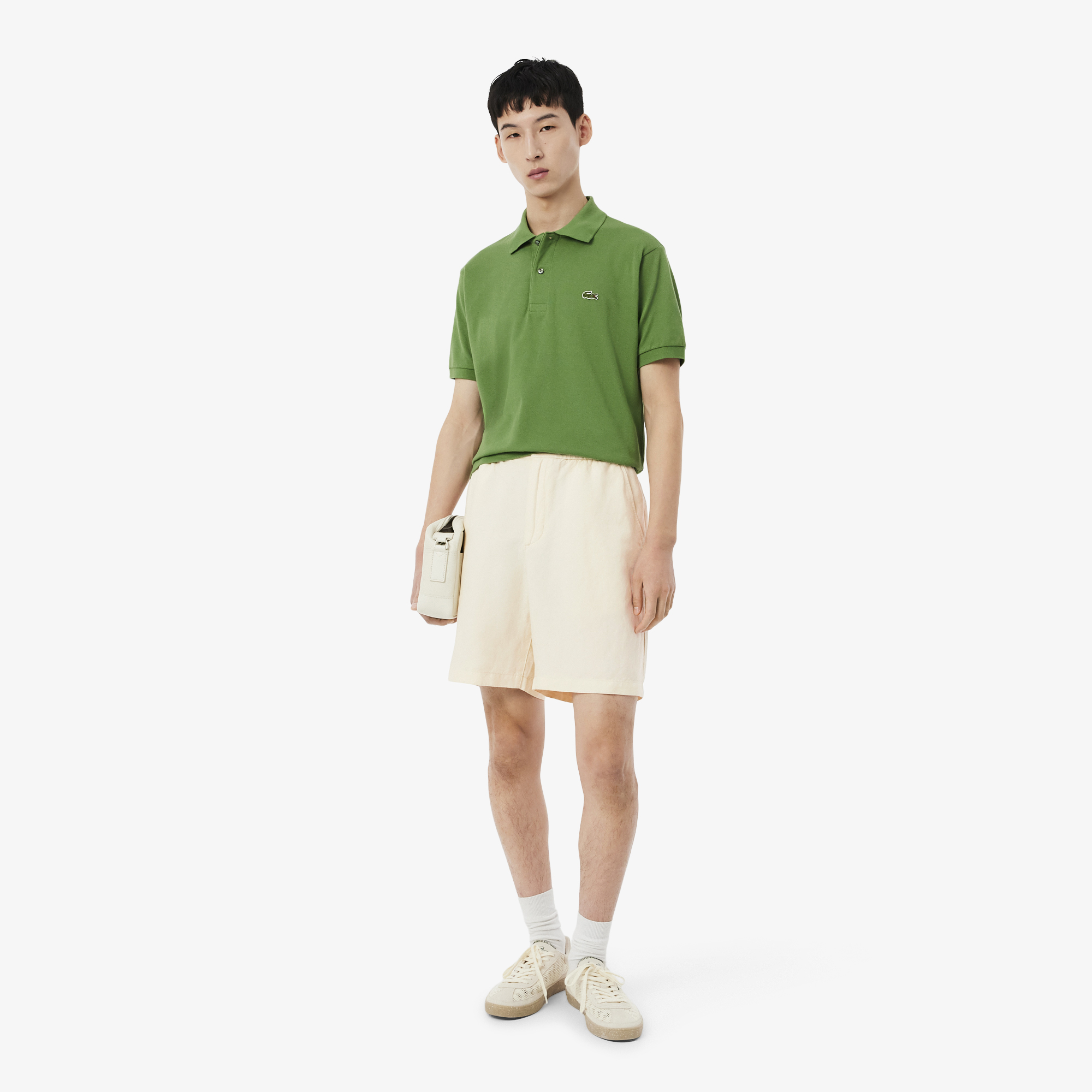 Quần Ngắn Lacoste Nam Ống Suông Chất Liệu Twill Pha Linen