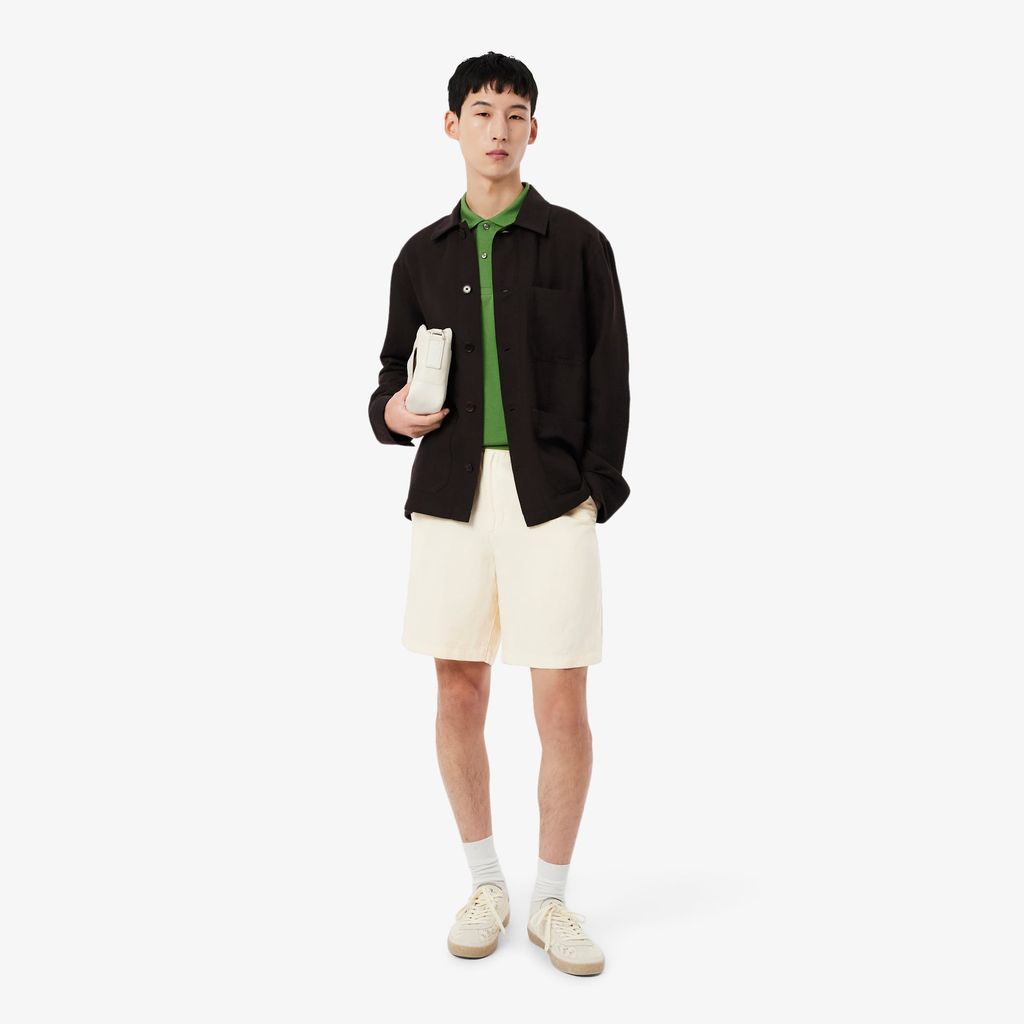 Quần Ngắn Lacoste Nam Ống Suông Chất Liệu Twill Pha Linen