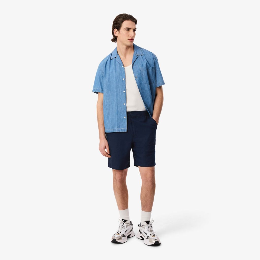 Quần Ngắn Lacoste Nam Ống Suông Chất Liệu Twill Pha Linen