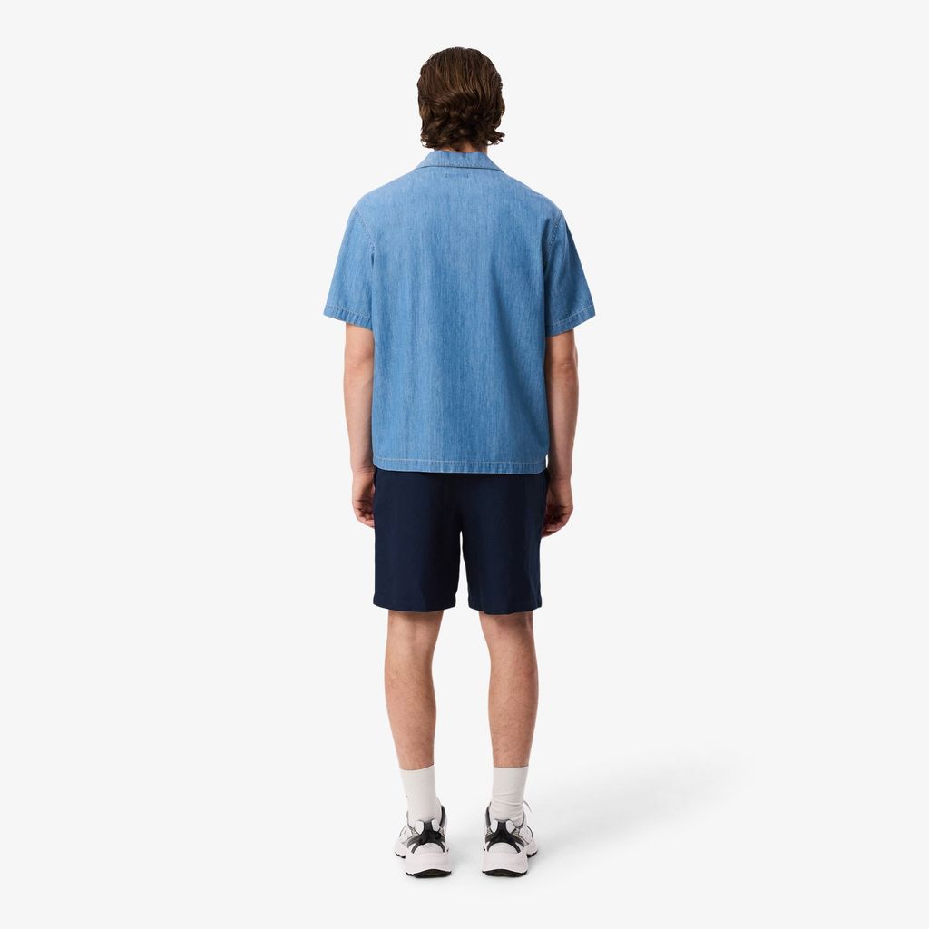 Quần Ngắn Lacoste Nam Ống Suông Chất Liệu Twill Pha Linen