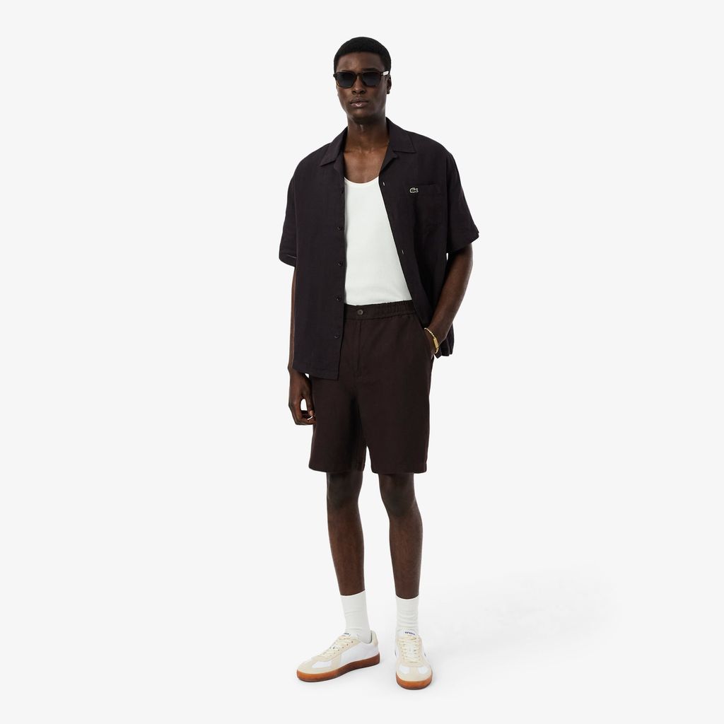 Quần Ngắn Lacoste Nam Ống Suông Chất Liệu Twill Pha Linen