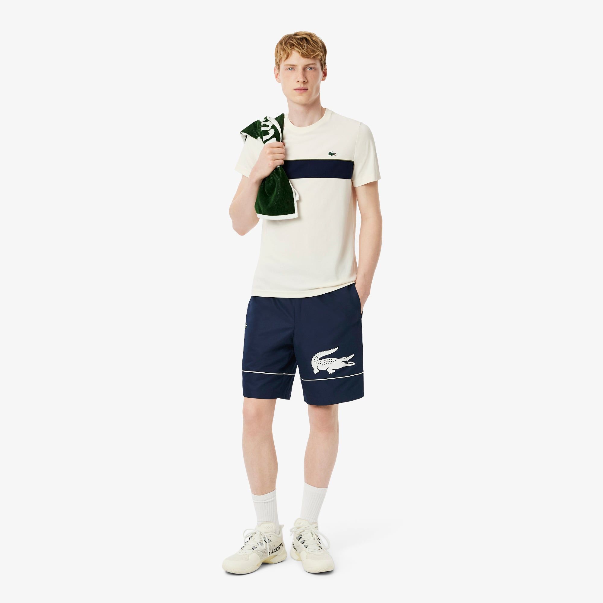 Quần Ngắn Tennis Lacoste Nam In Họa Tiết Taffeta Kim Cương