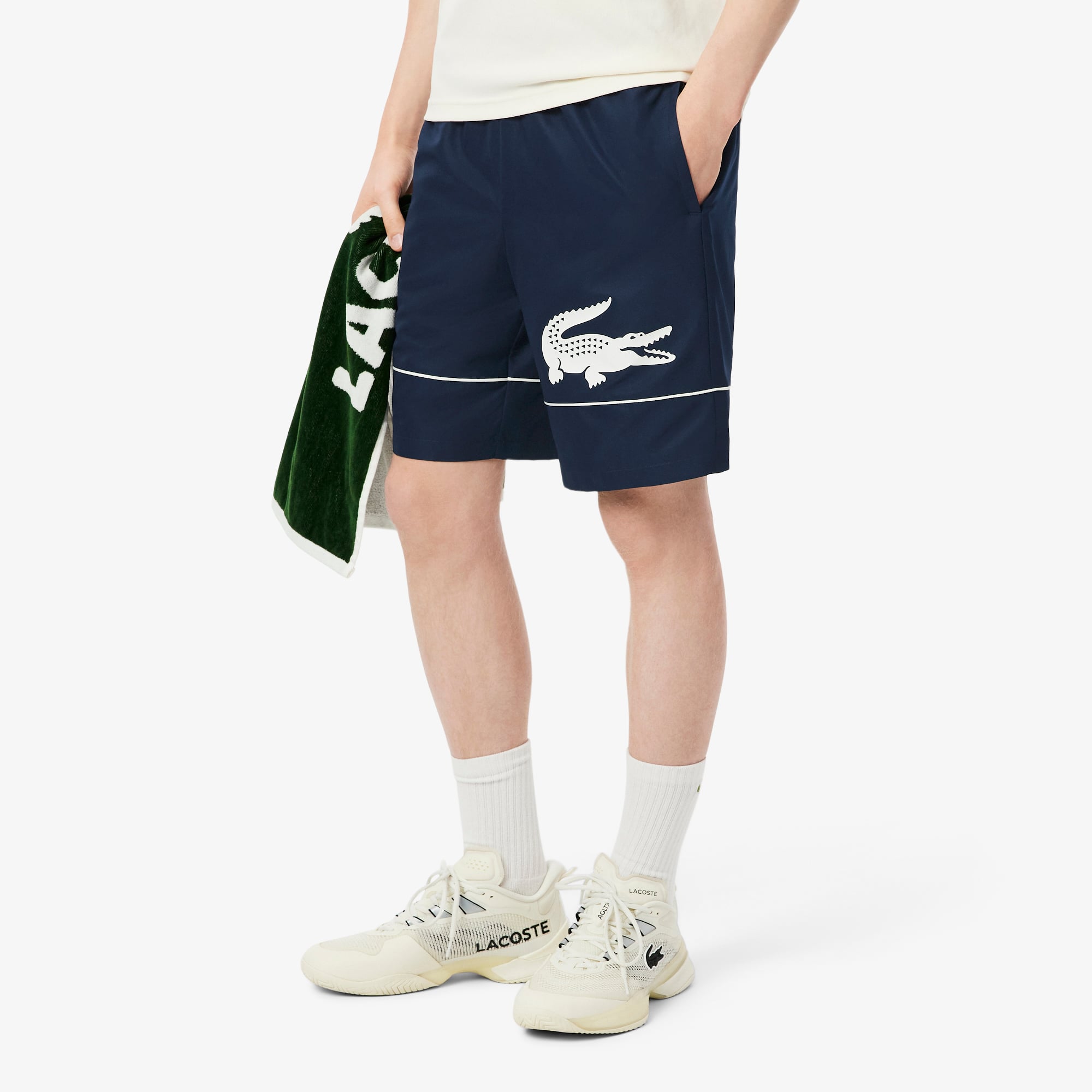 Quần Ngắn Tennis Lacoste Nam In Họa Tiết Taffeta Kim Cương