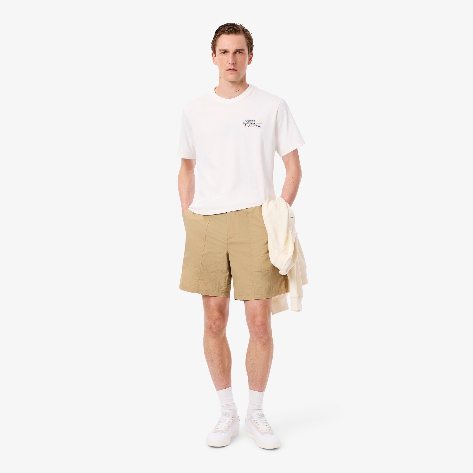 Quần Ngắn Lacoste Nam Dáng Rộng Chất Liệu Nylon Chống Gió Chống Thấm Nước