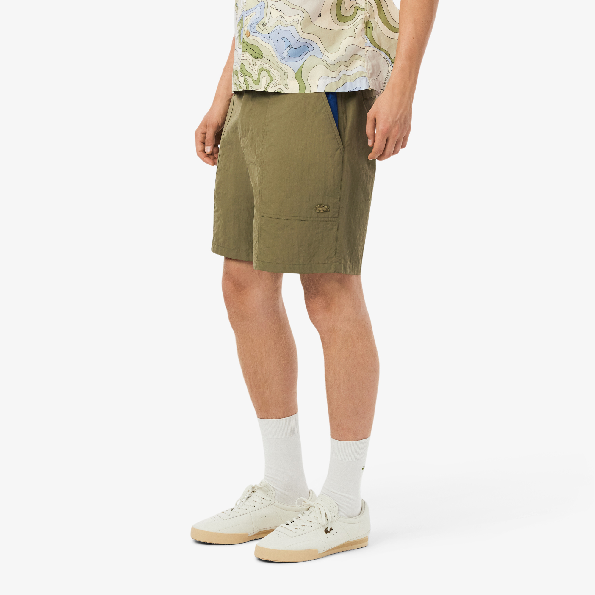 Quần Ngắn Lacoste Nam Dáng Rộng Chất Liệu Nylon Chống Gió Chống Thấm Nước