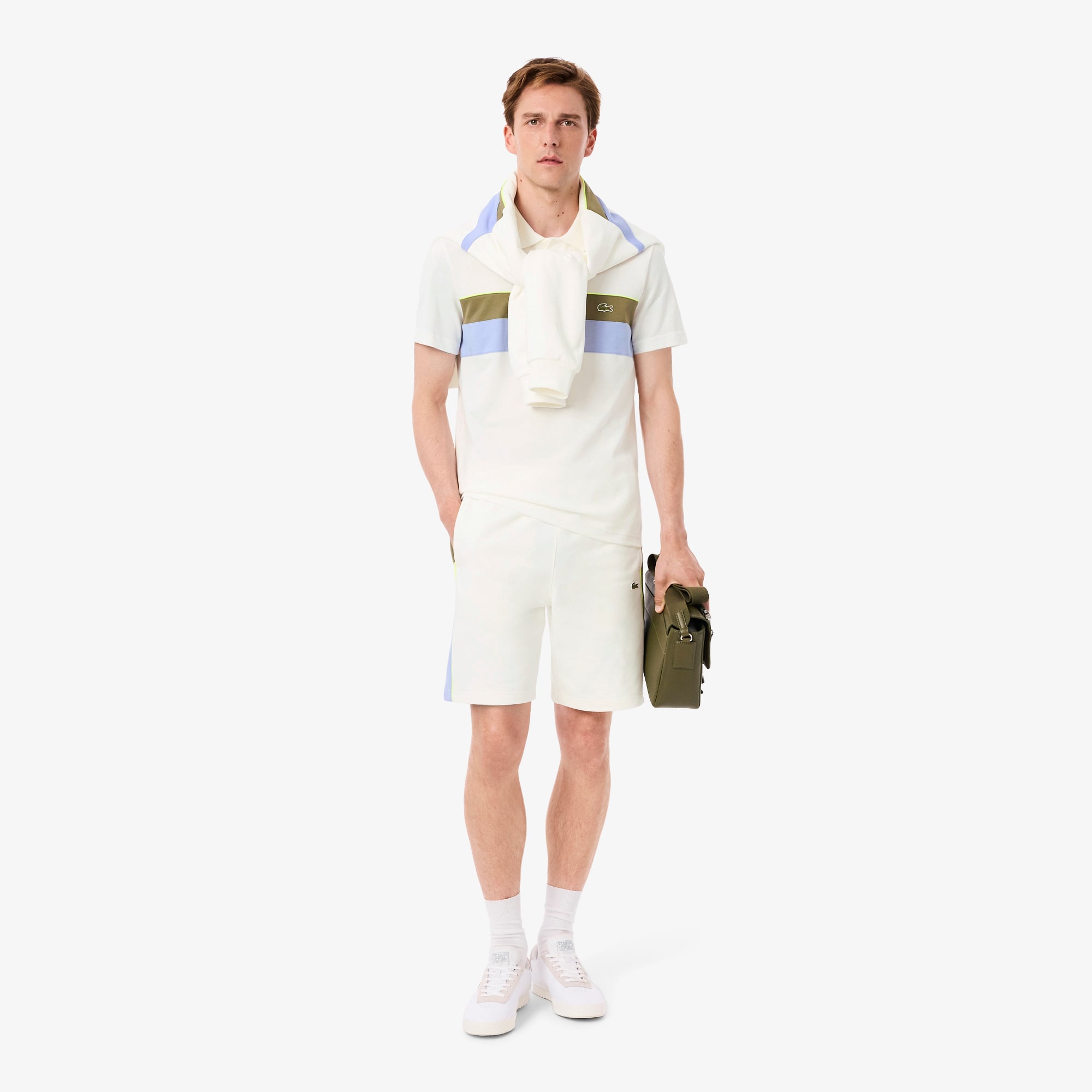 Quần Ngắn Nỉ Lacoste Nam Họa Tiết Colour-Block