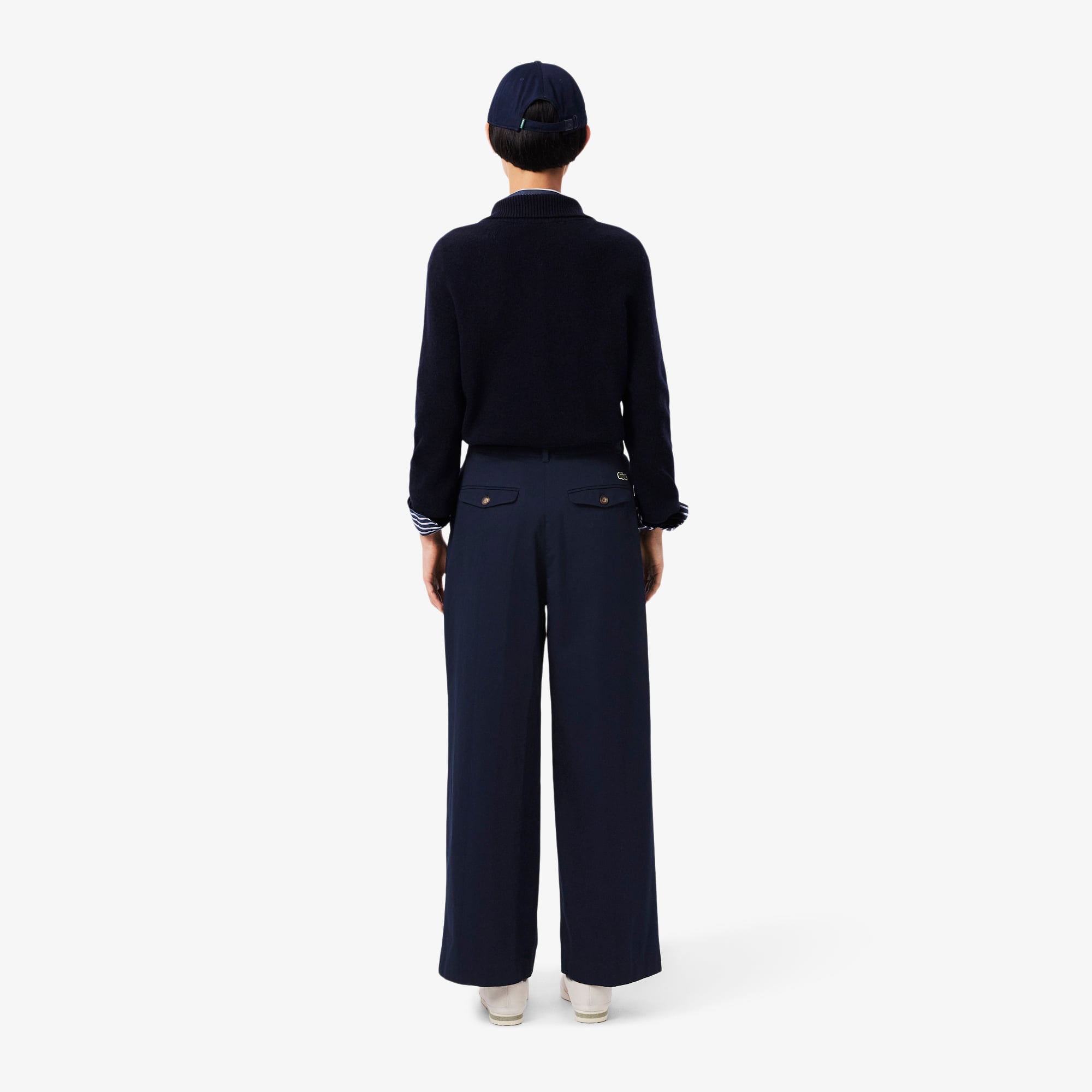 Quần Dài Lacoste Nữ Ống Loe Chất Liệu Gabardine Co Giãn