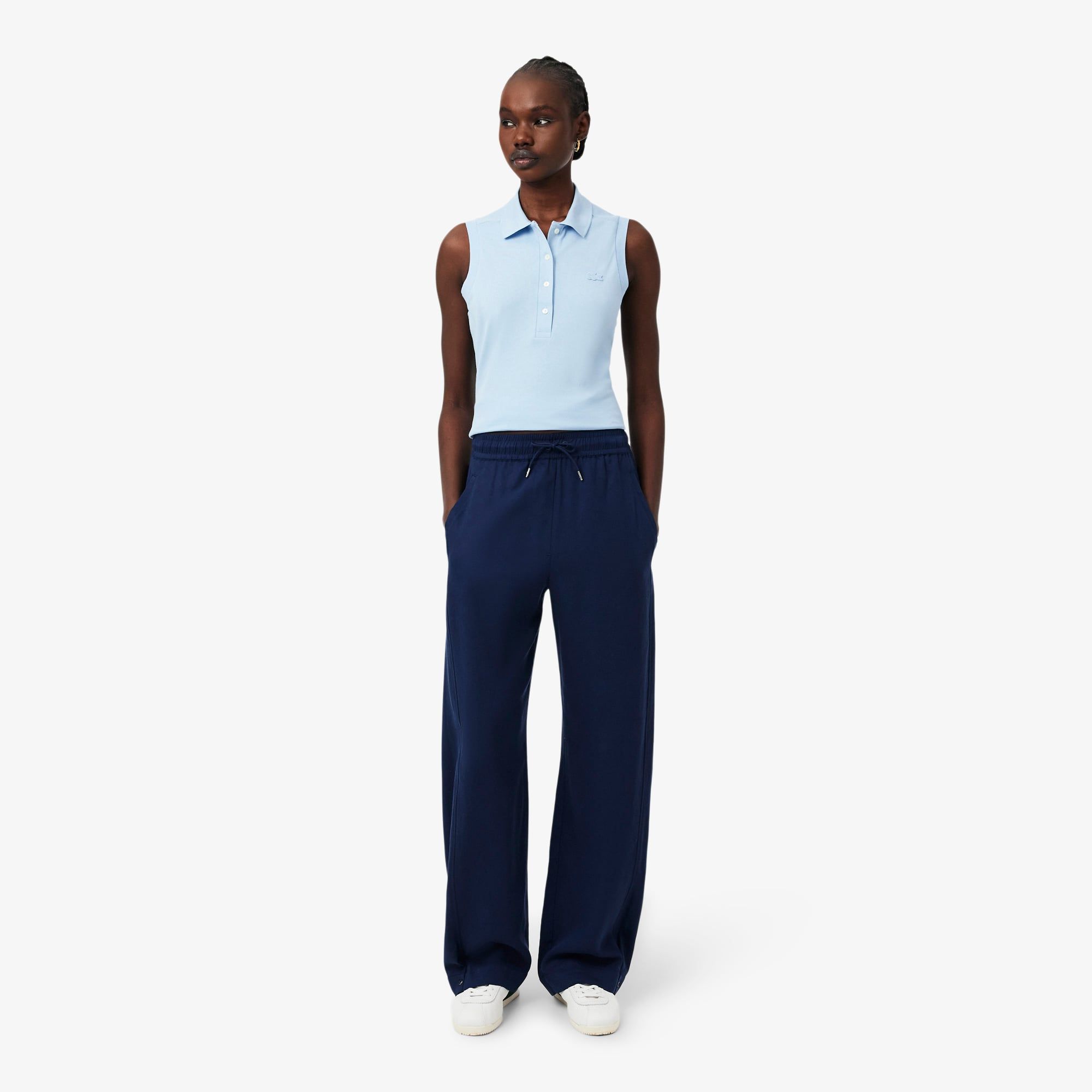 Quần Nỉ Dài Lacoste Nữ Ống Rộng Mềm Mại