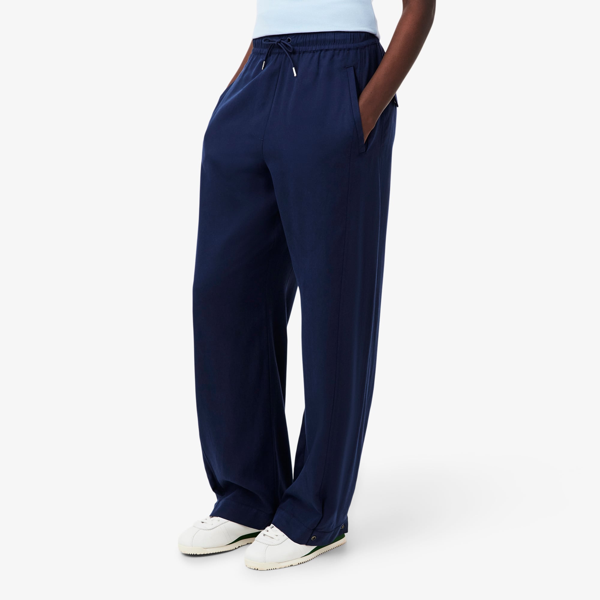 Quần Nỉ Dài Lacoste Nữ Ống Rộng Mềm Mại