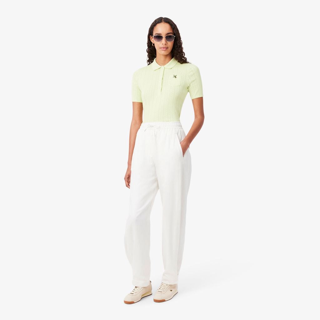 Quần Nỉ Dài Lacoste Nữ Ống Rộng Mềm Mại