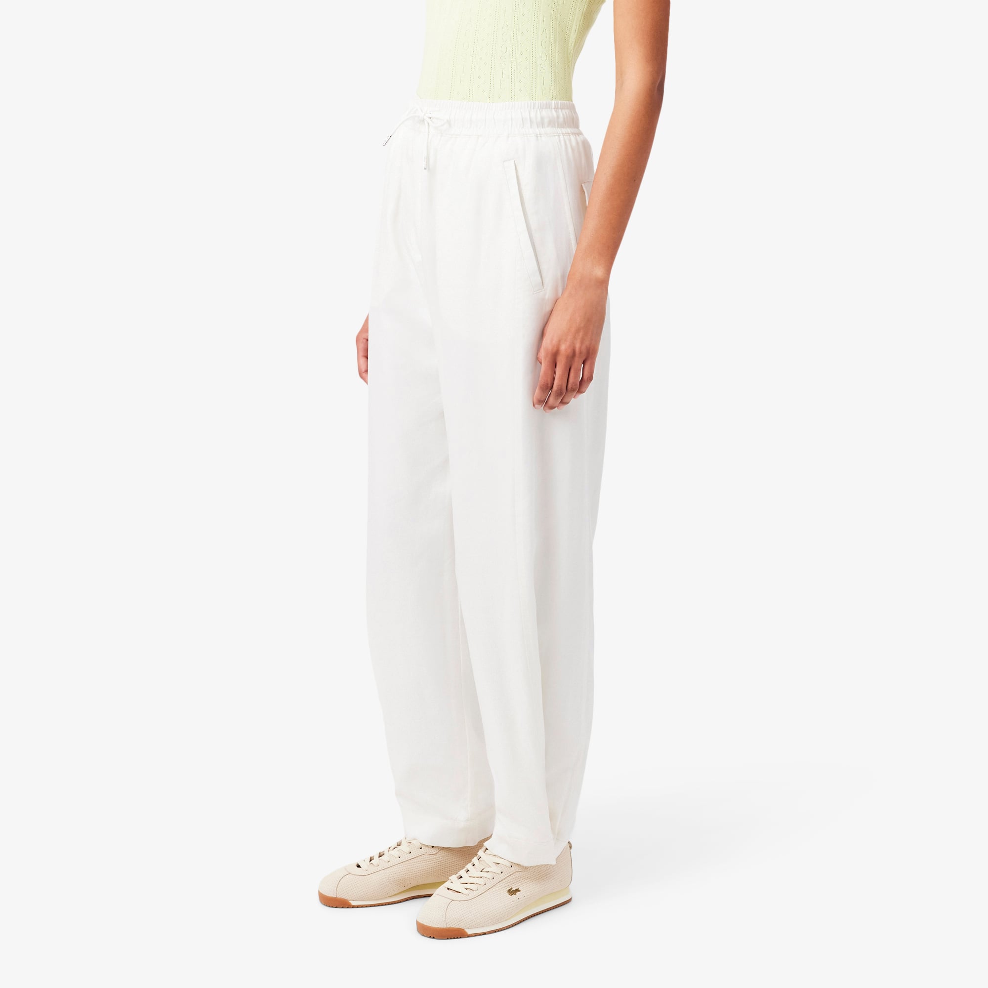 Quần Nỉ Dài Lacoste Nữ Ống Rộng Mềm Mại