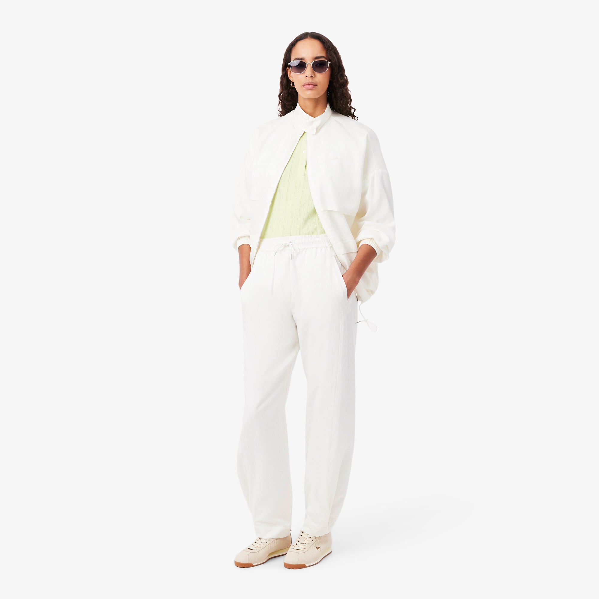 Quần Nỉ Dài Lacoste Nữ Ống Rộng Mềm Mại