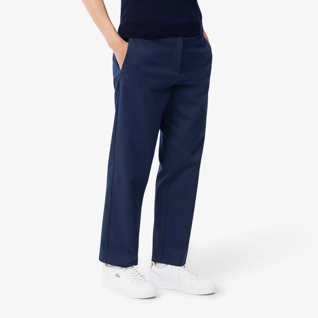 Quần Chino Dài Lacoste Nữ Ống Đứng Chất Liệu Cotton Gabardine