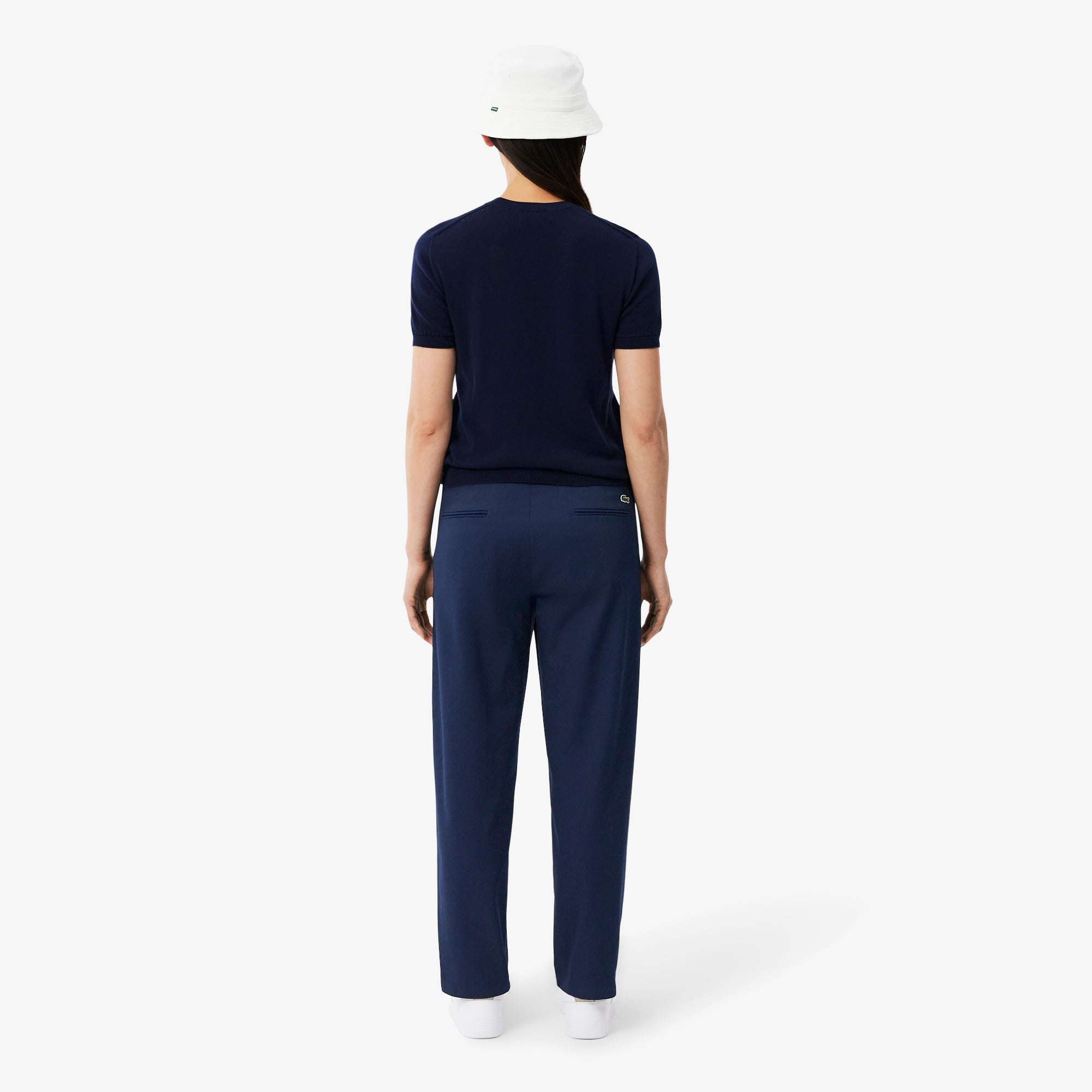 Quần Chino Dài Lacoste Nữ Ống Đứng Chất Liệu Cotton Gabardine