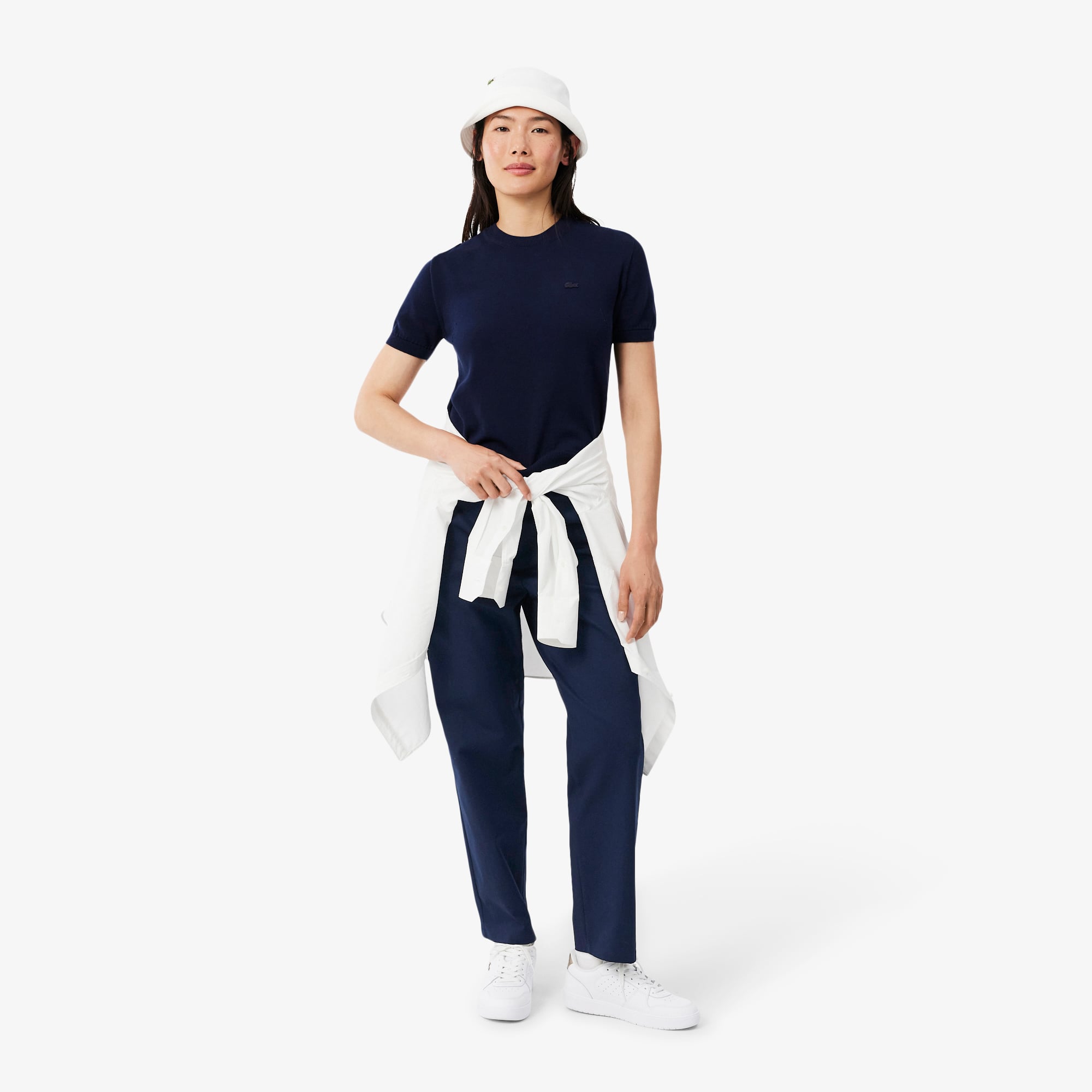 Quần Chino Dài Lacoste Nữ Ống Đứng Chất Liệu Cotton Gabardine
