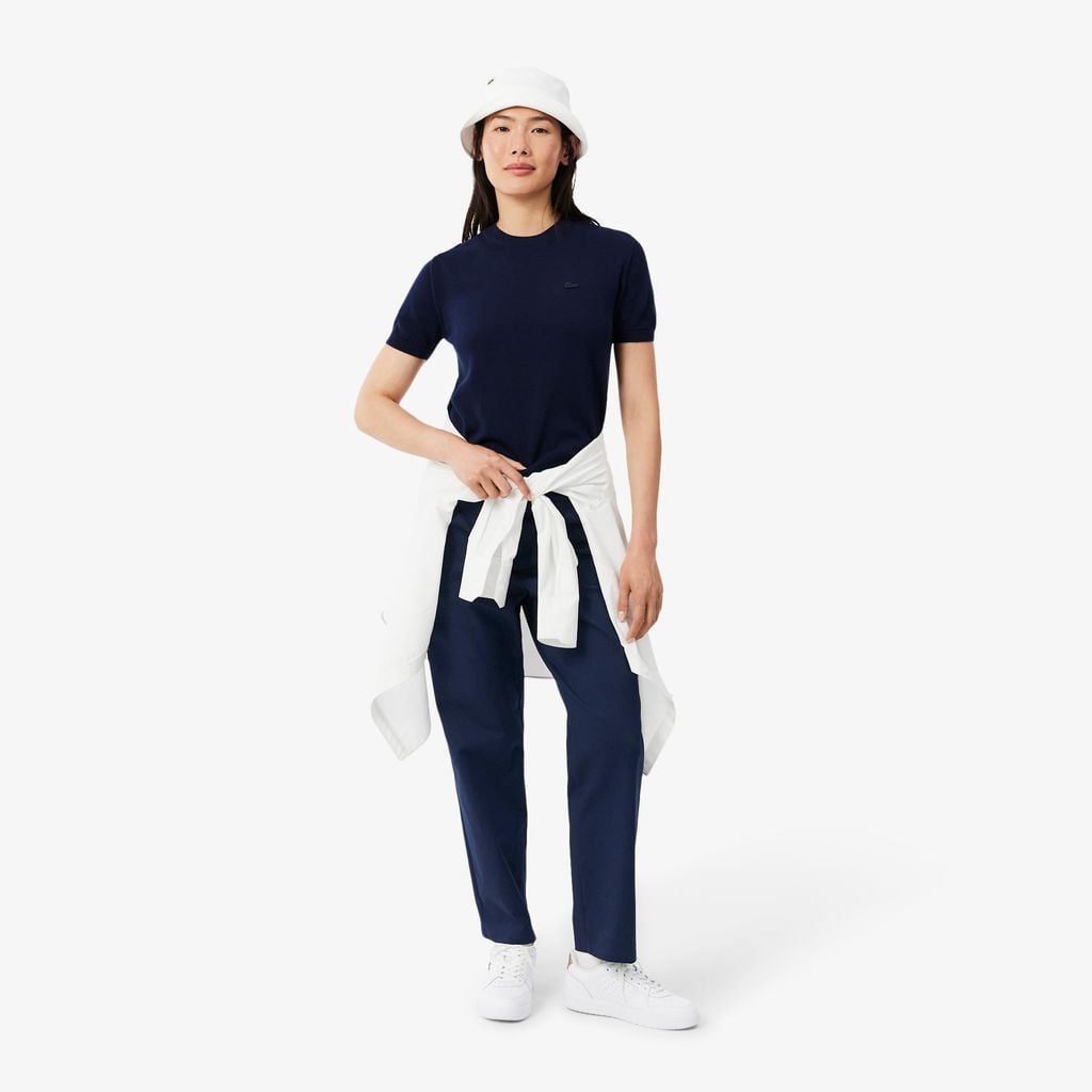 Quần Chino Dài Lacoste Nữ Ống Đứng Chất Liệu Cotton Gabardine