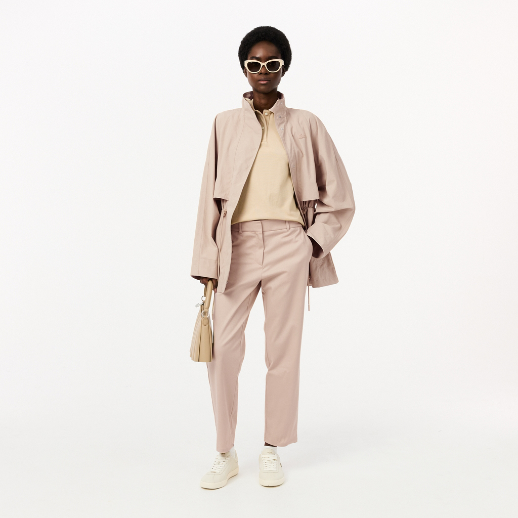 Quần Chino Dài Lacoste Nữ Ống Đứng Chất Liệu Cotton Gabardine