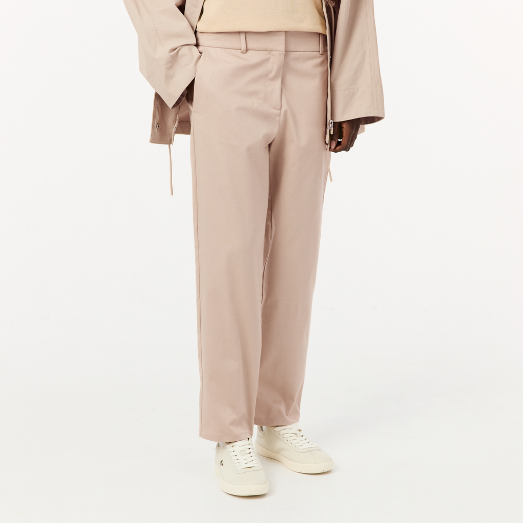 Quần Chino Dài Lacoste Nữ Ống Đứng Chất Liệu Cotton Gabardine