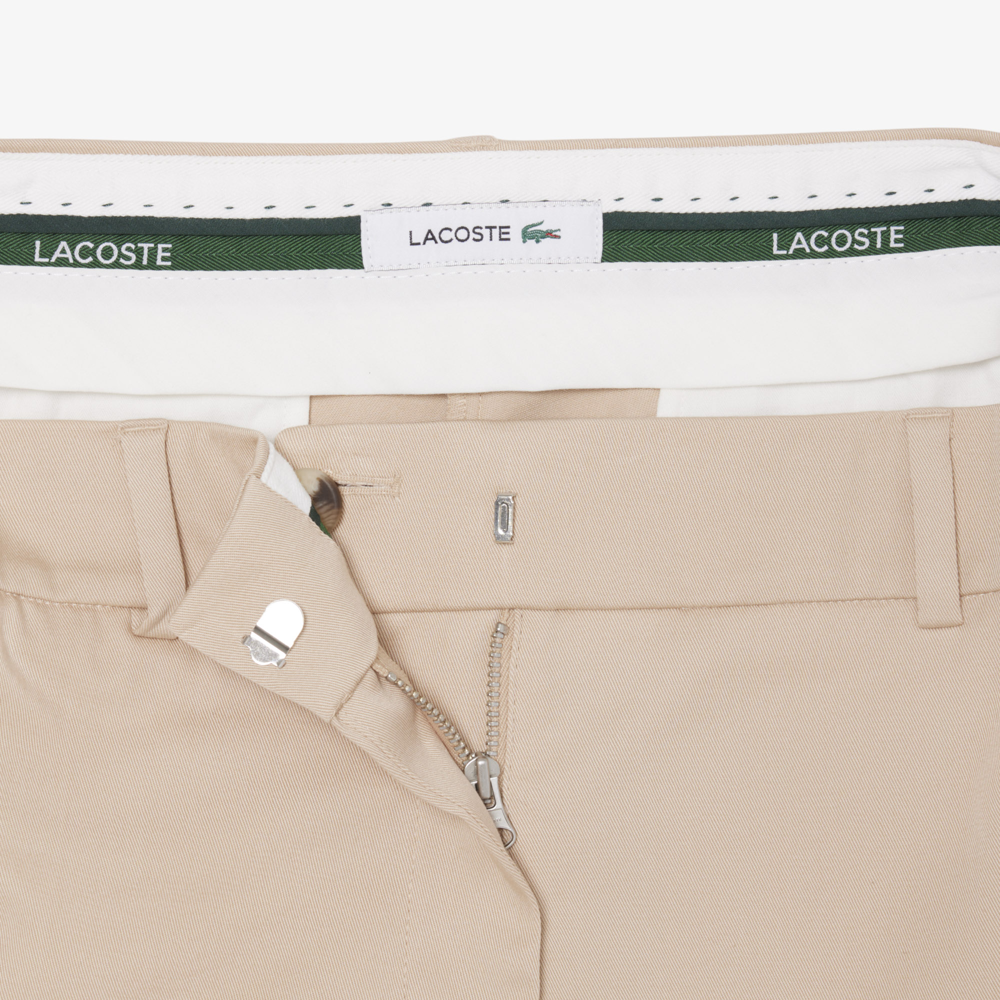 Quần Chino Dài Lacoste Nữ Ống Đứng Chất Liệu Cotton Gabardine