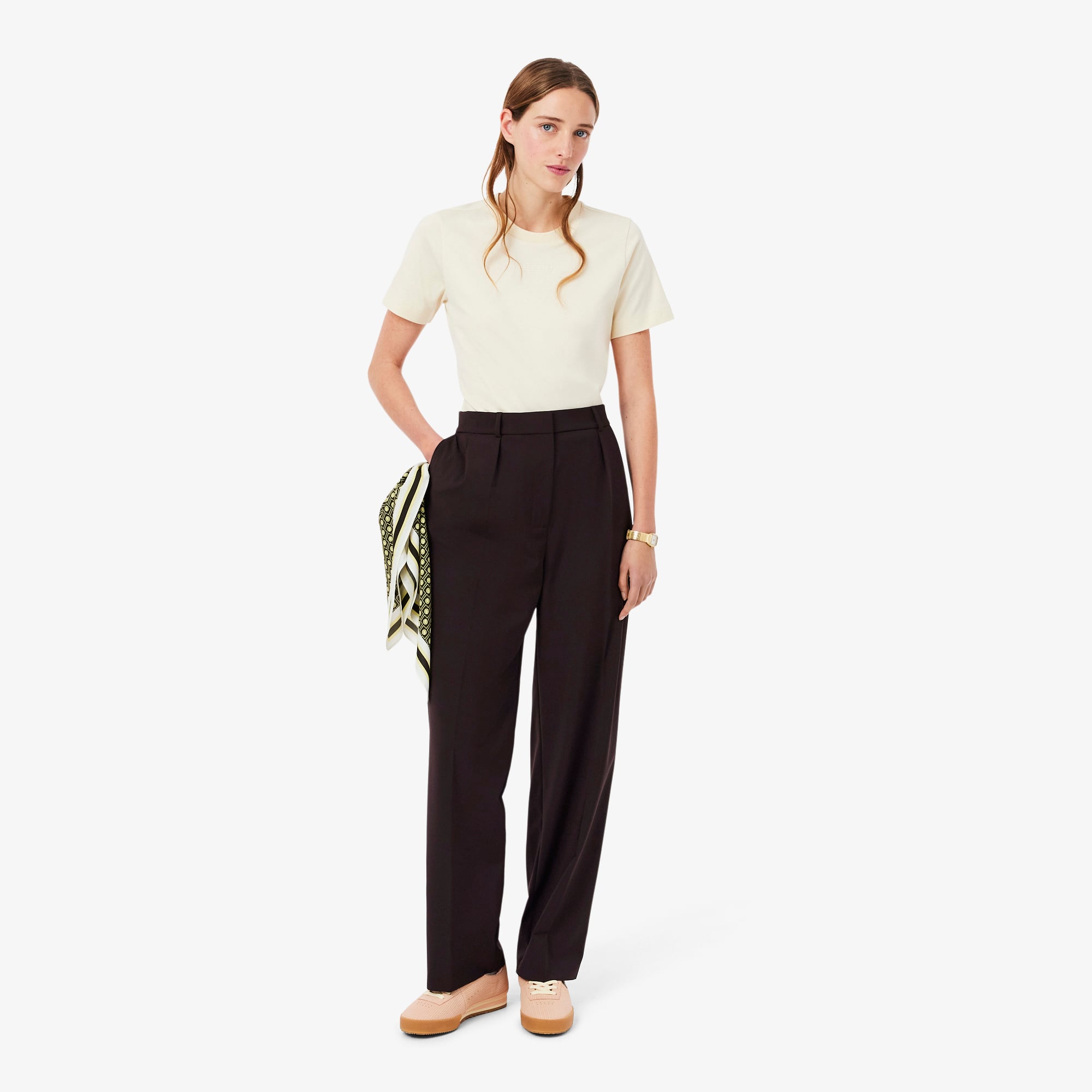 Quần Dài Lacoste Nữ Dáng Oversize Chất Liệu Pha Len